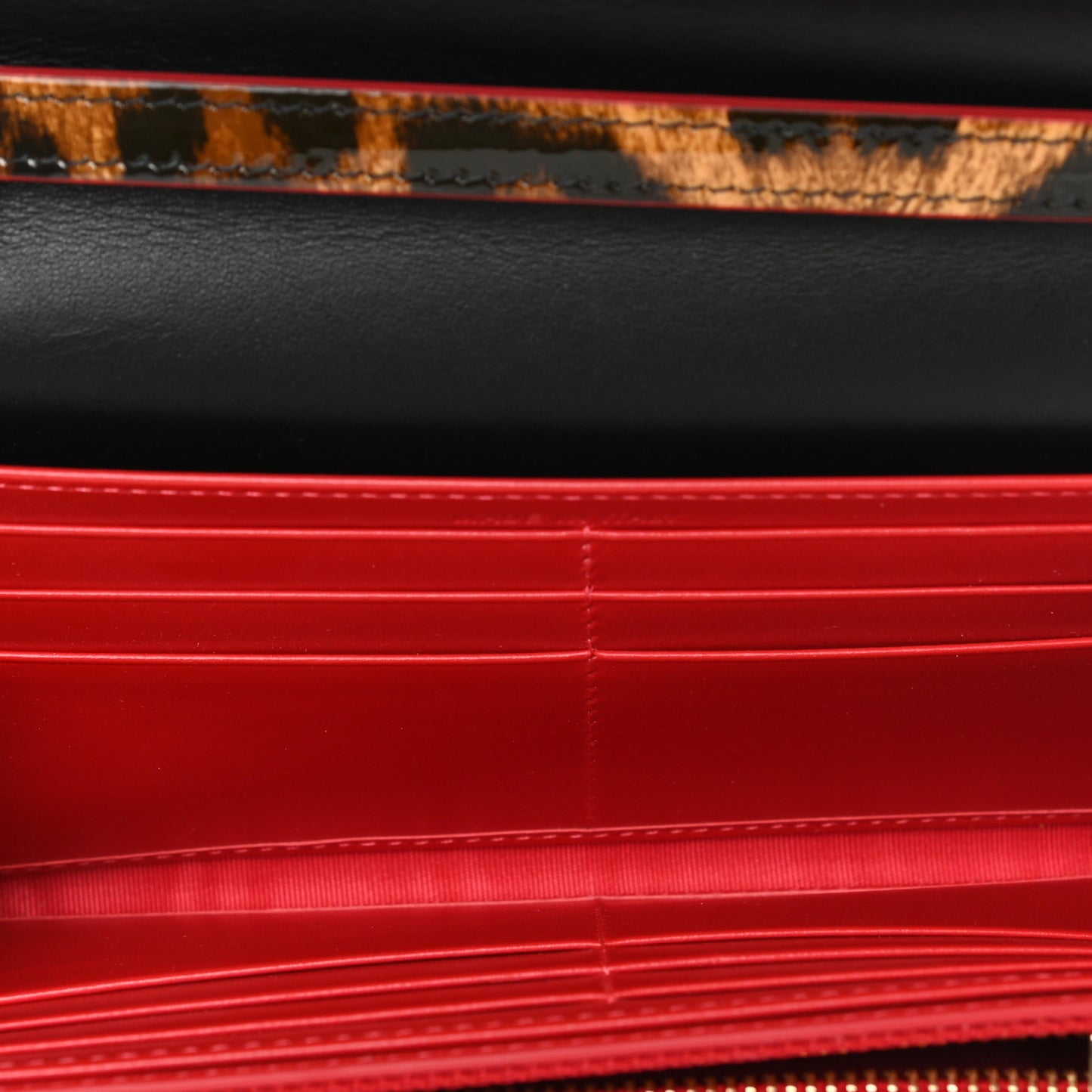 Patent Spiked Macaron Flap Wallet Leopard