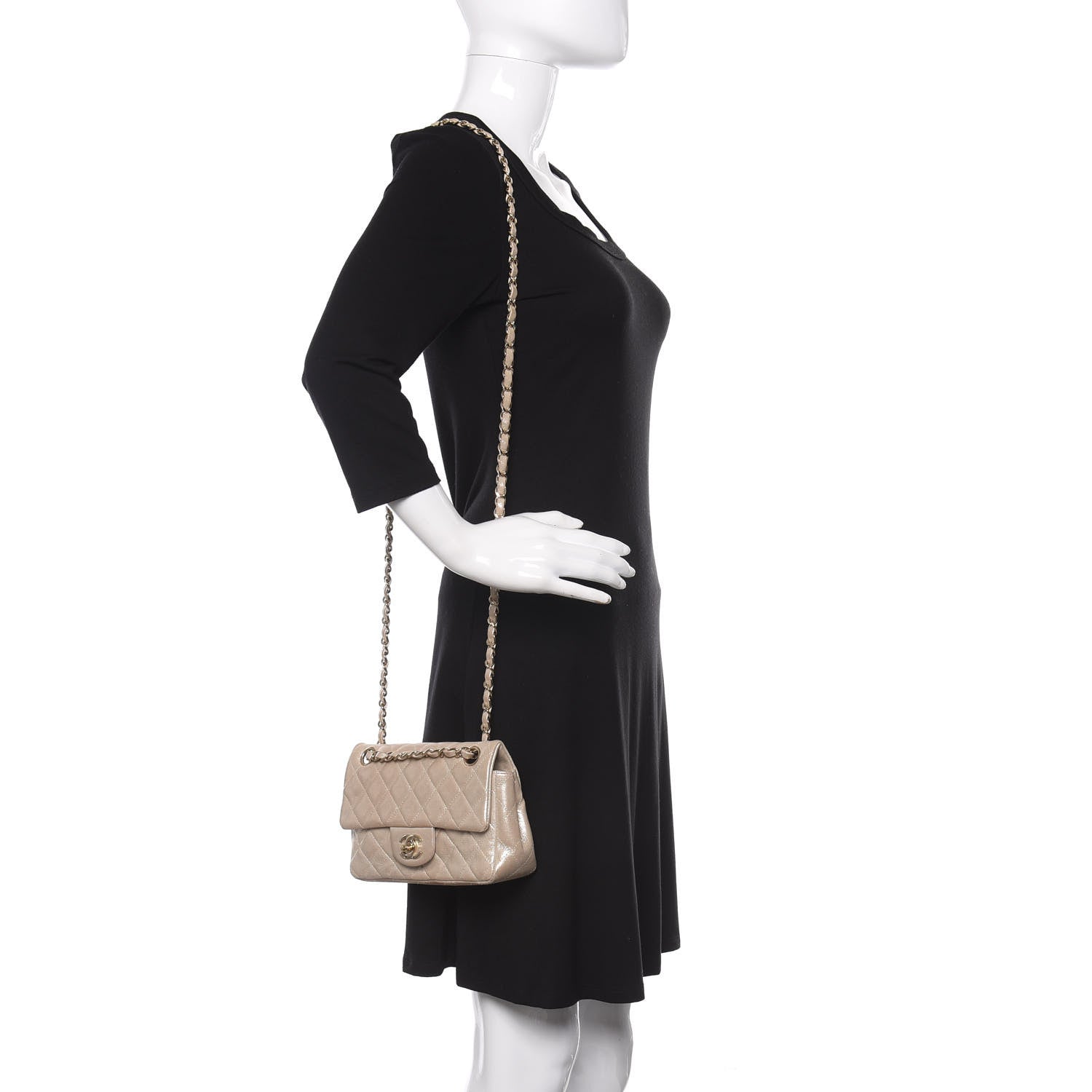 Chanel Iridescent Calfskin Quilted Mini Rectangular Flap Light Gold 2 of 11