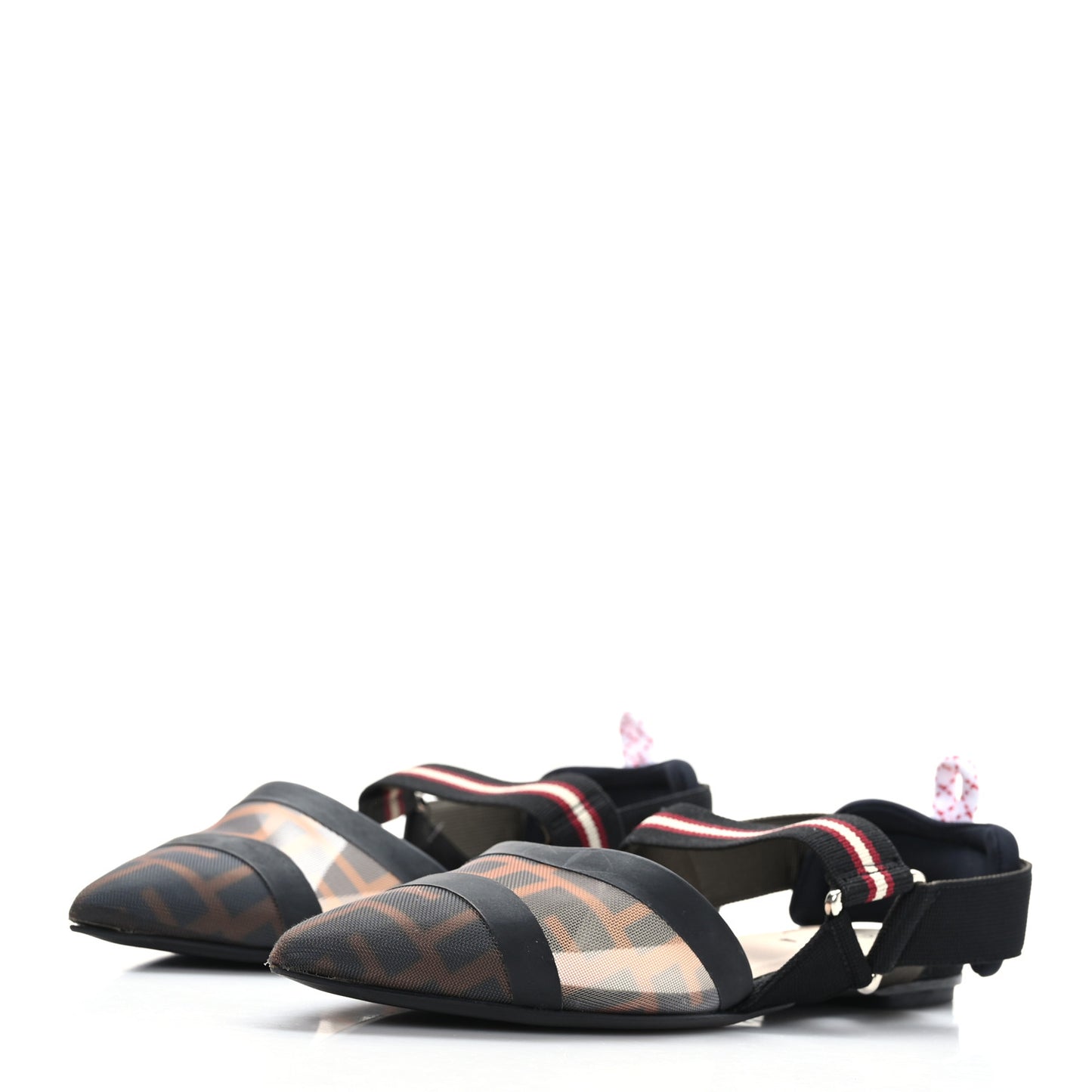 Technical Mesh FF Colibri Slingback Ballerina Flats 36 Tobacco Moro Black Militare