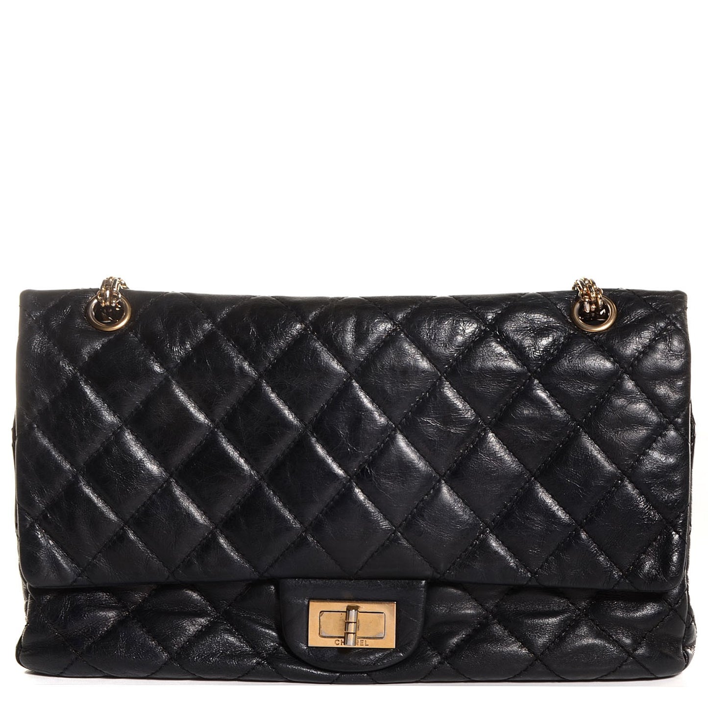 Glazed Calfskin 2.55 Reissue 227 Flap Black