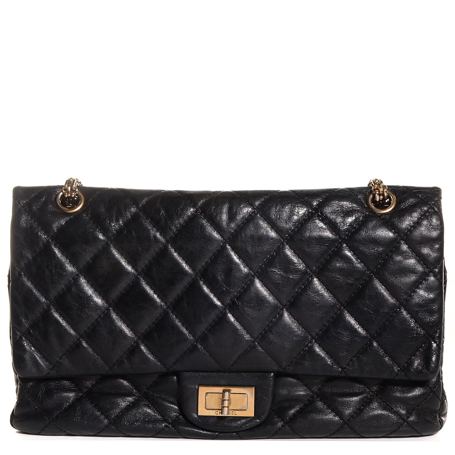 Chanel Glazed Calfskin 2.55 Reissue 227 Flap Black 1 of 9