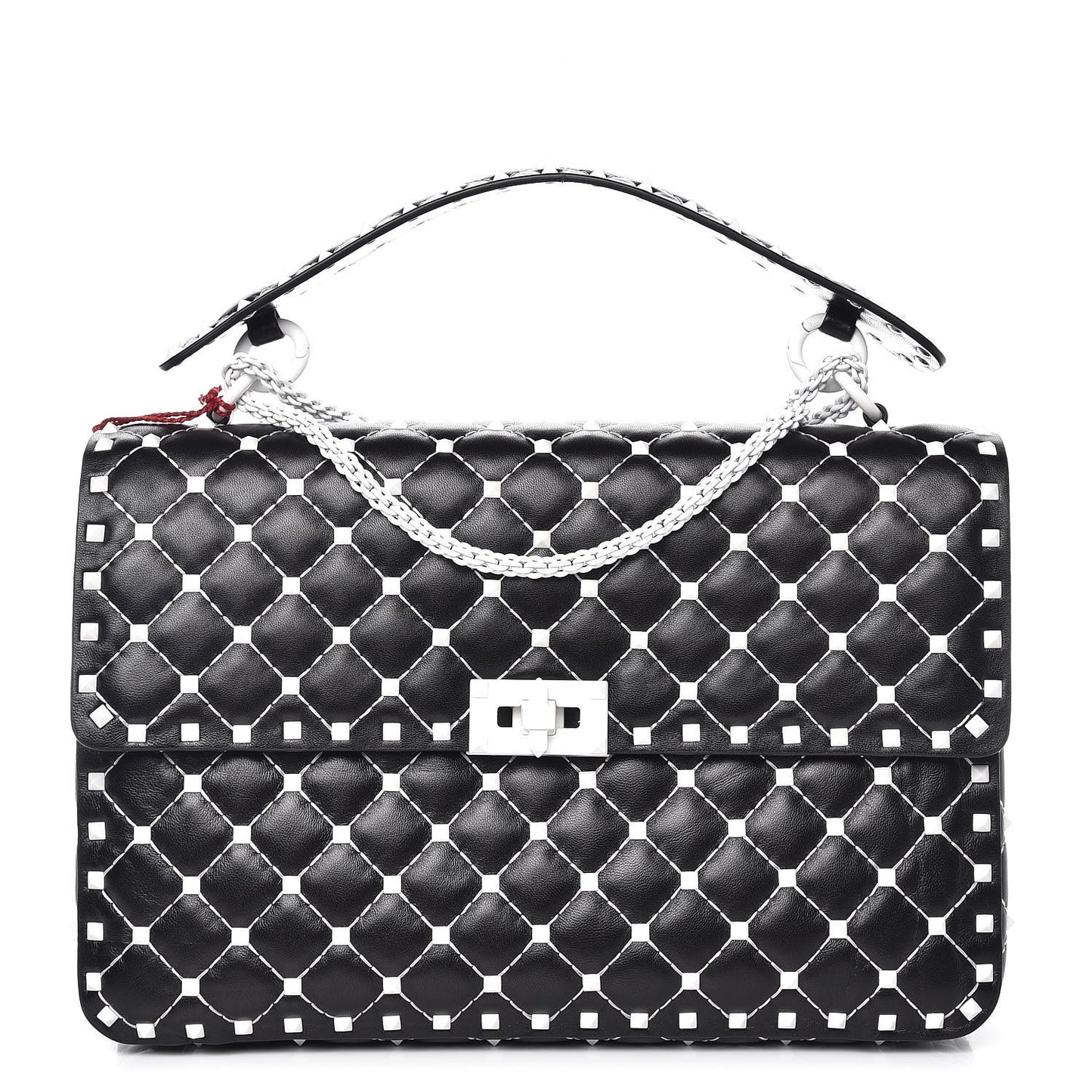 Lambskin Large Free Rockstud Spike Shoulder Bag Black