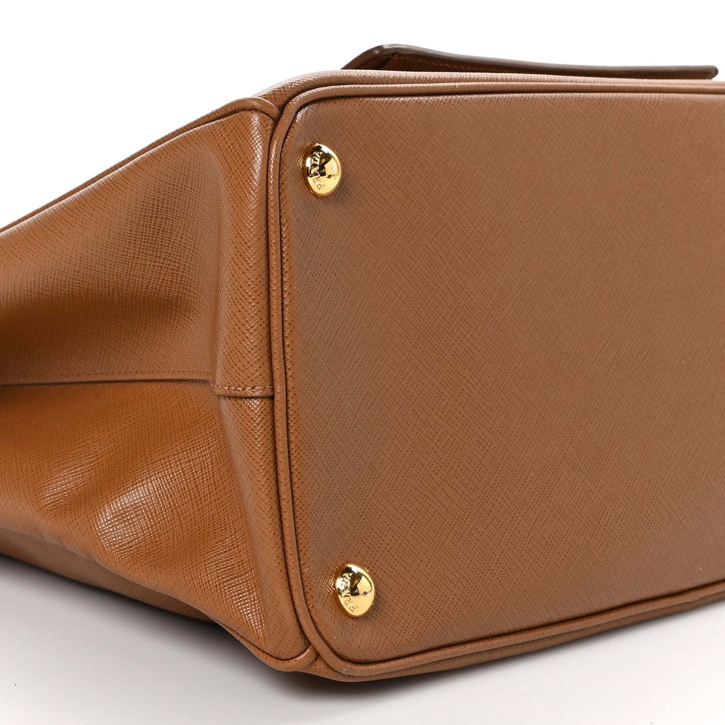 Saffiano Lux Galleria Front Pocket Tote Caramel