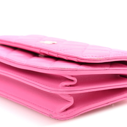 Chanel Lambskin Quilted Mini Wallet On Chain WOC Pink 19 of 21