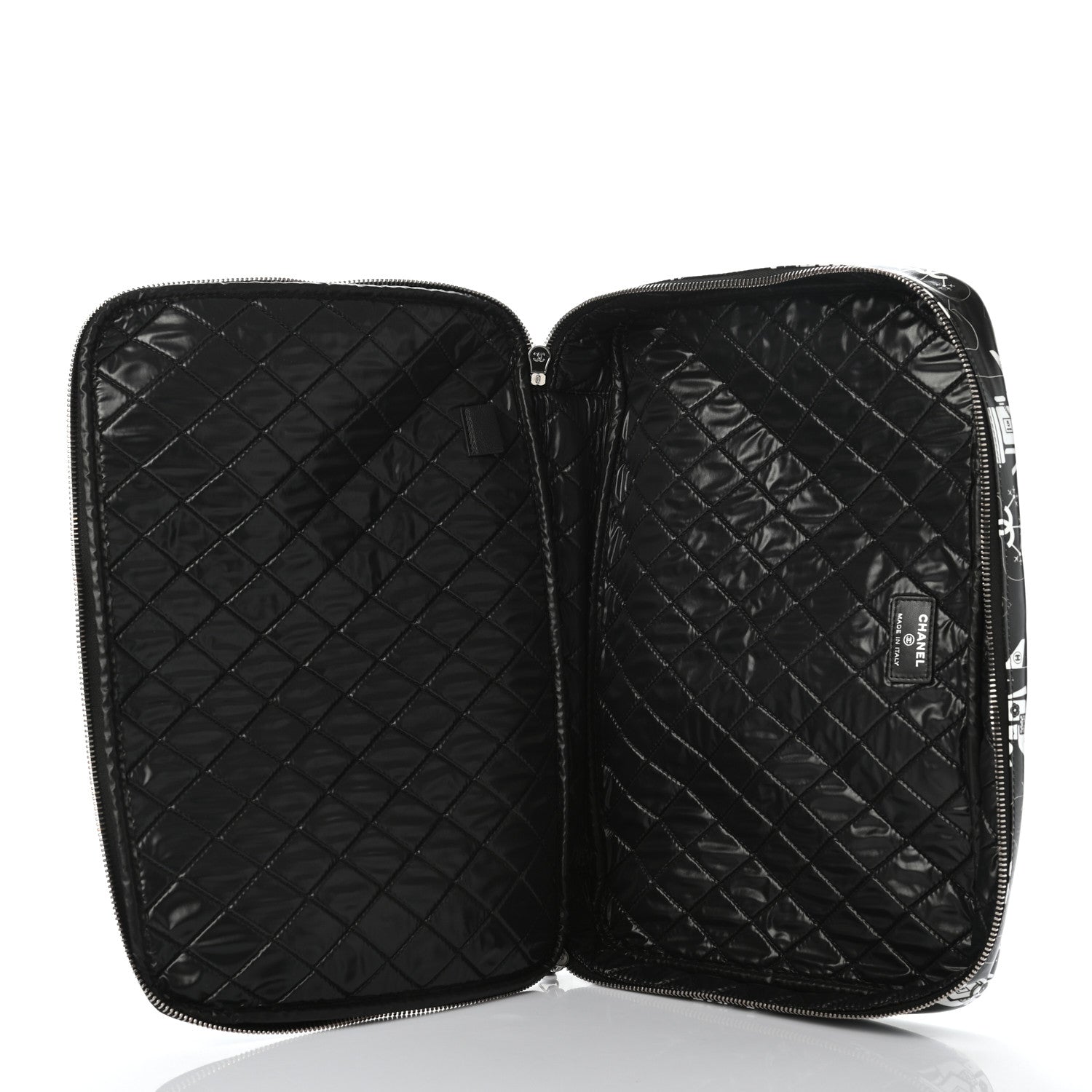 Chanel Coated Canvas Airline Cosmetic Travel Bag Black White 5 of 7