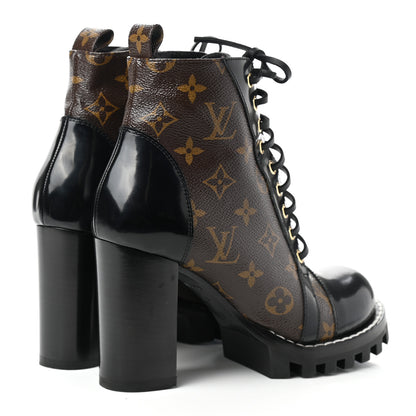 Louis Vuitton Patent Calfskin Monogram Star Trail Ankle Boots 37.5 Black 4 of 7