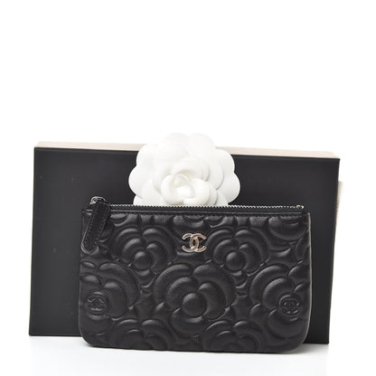 Chanel Goatskin Camellia Embossed Cosmetic Pouch Black 8 of 8