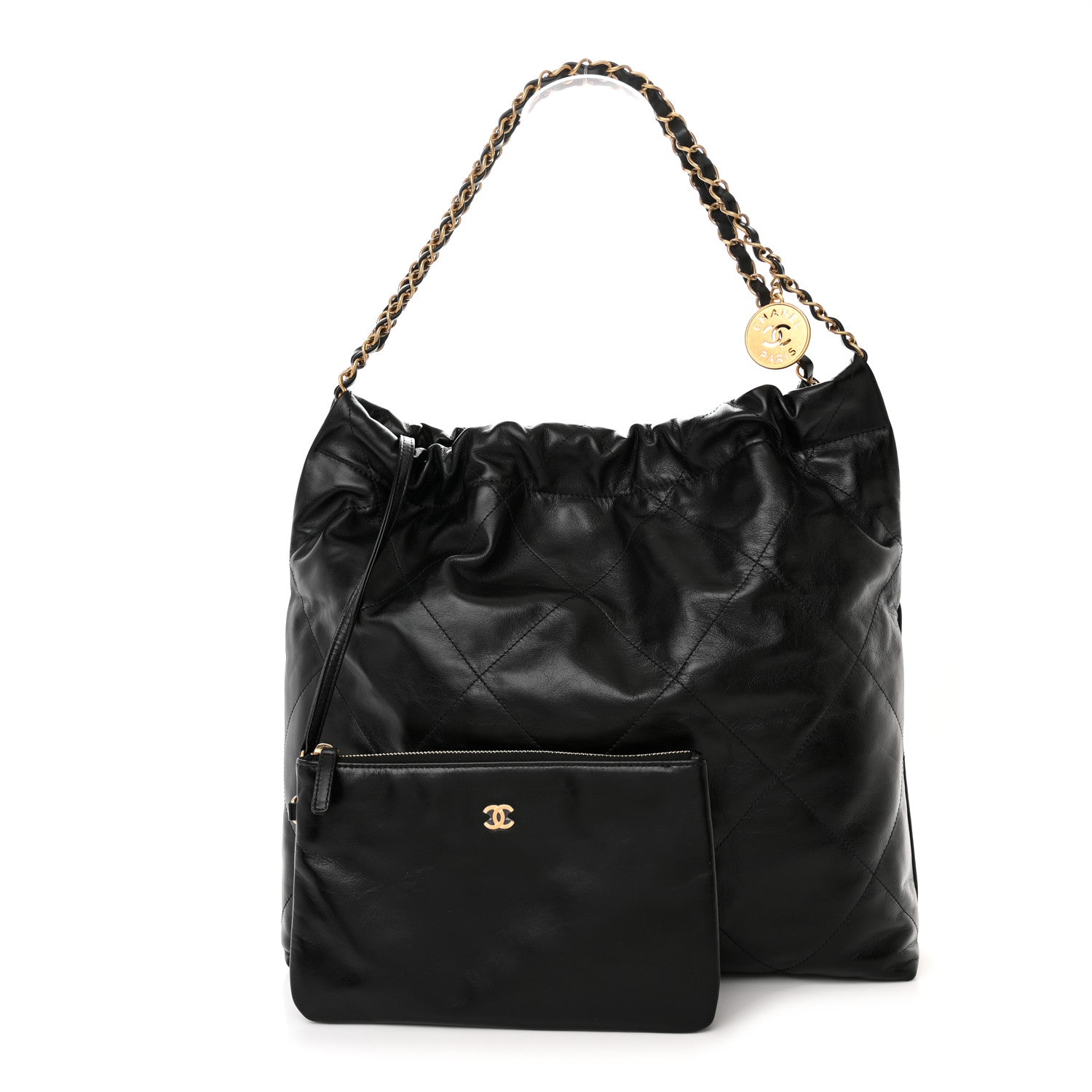 Chanel Shiny Calfskin Quilted Chanel 22 Black 1 of 12