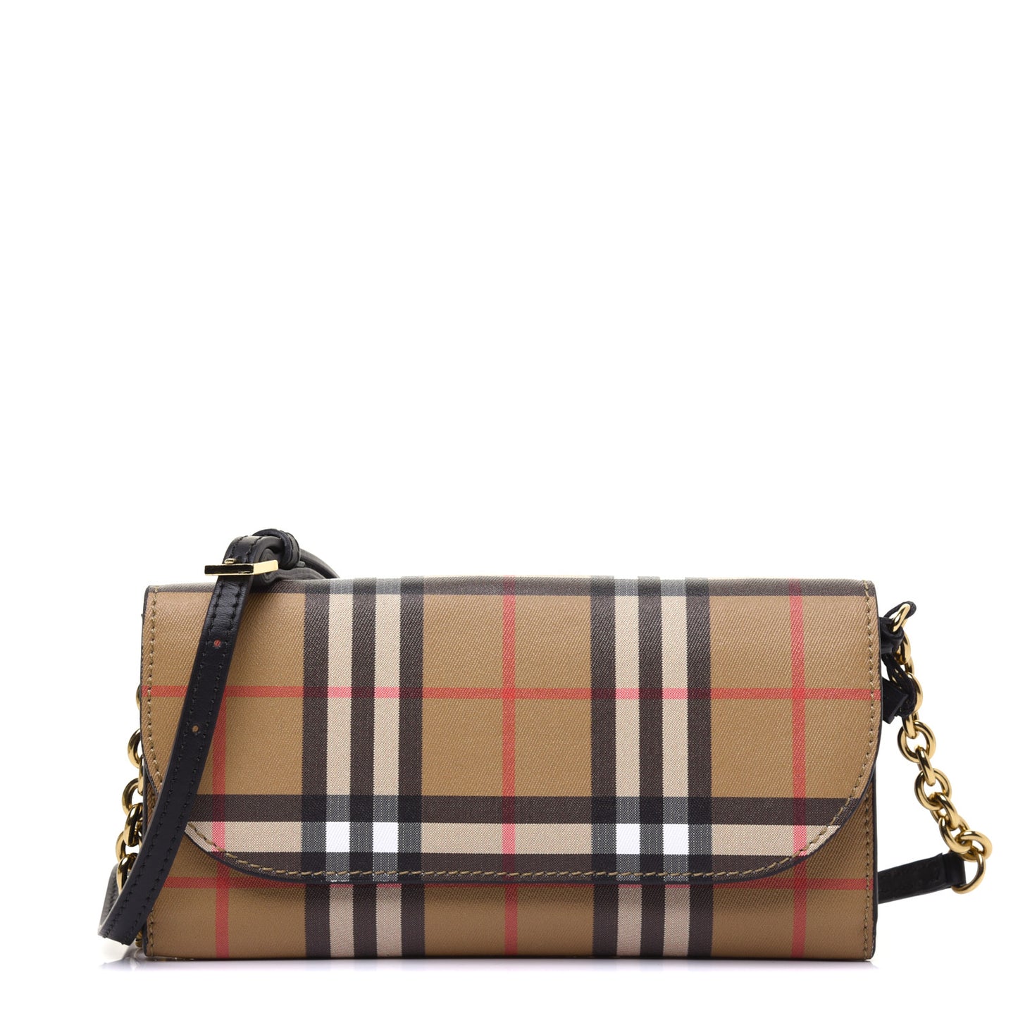 Vintage Check Henley Wallet On Chain Black