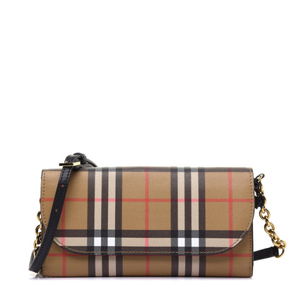 Burberry Vintage Check Henley Wallet On Chain Black 1 of 13