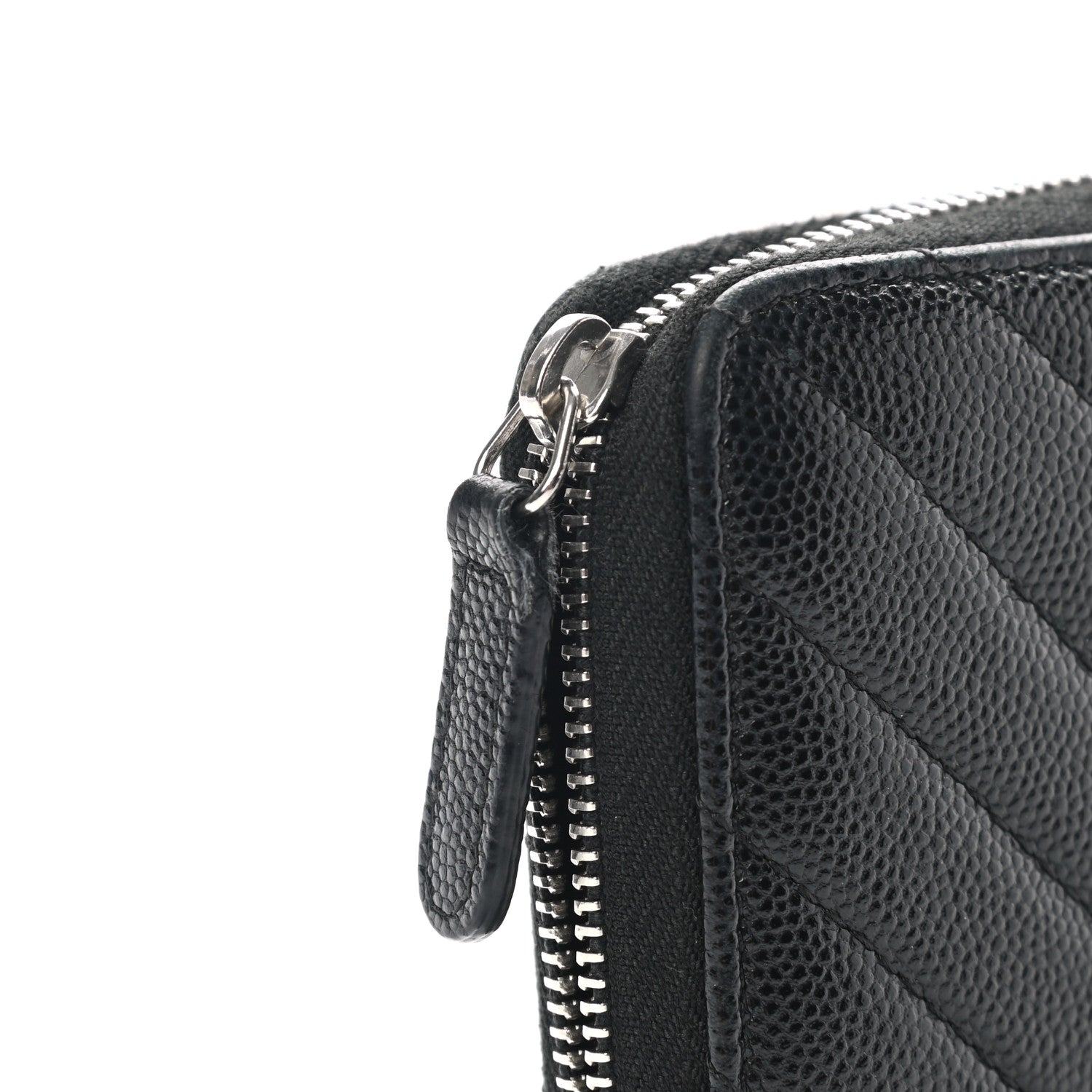 Chanel Caviar Chevron Quilted Small Zip Around Wallet Black 11 of 13