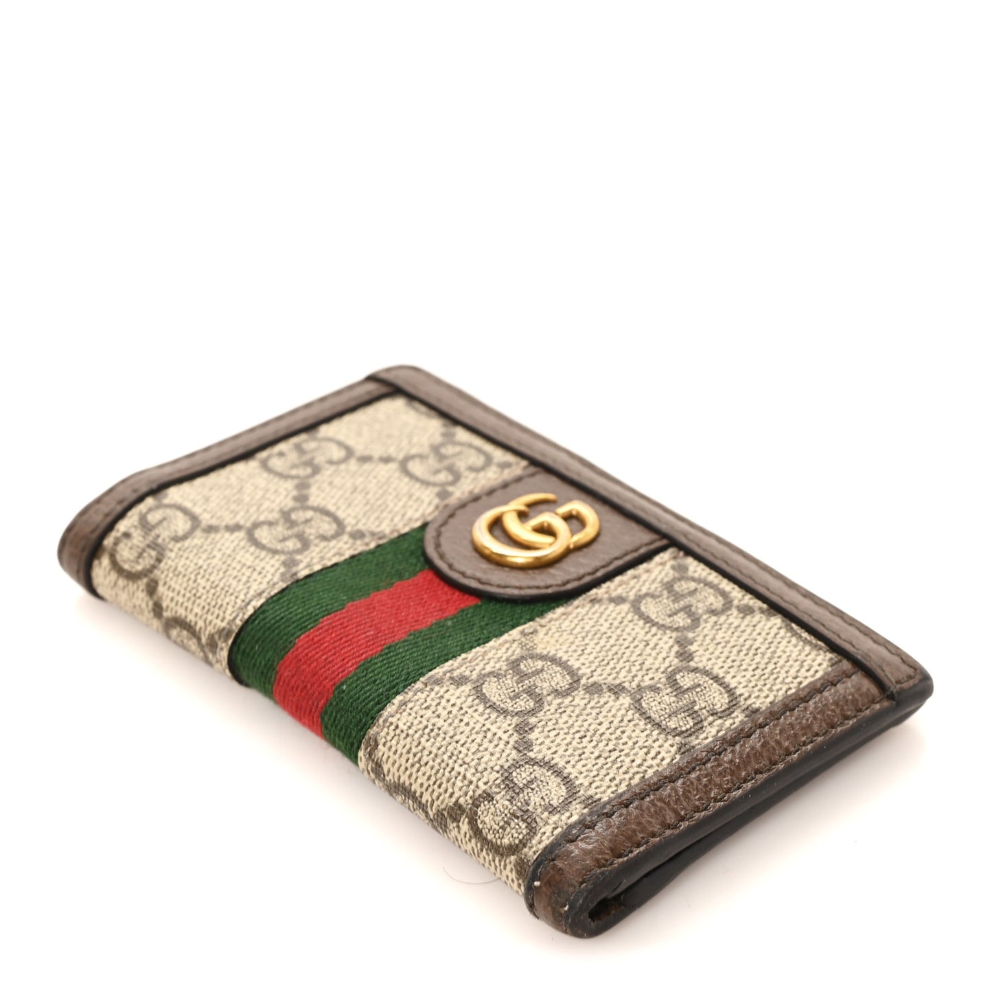 GG Supreme Monogram Web Ophidia Card Case Beige Ebony Electric Green