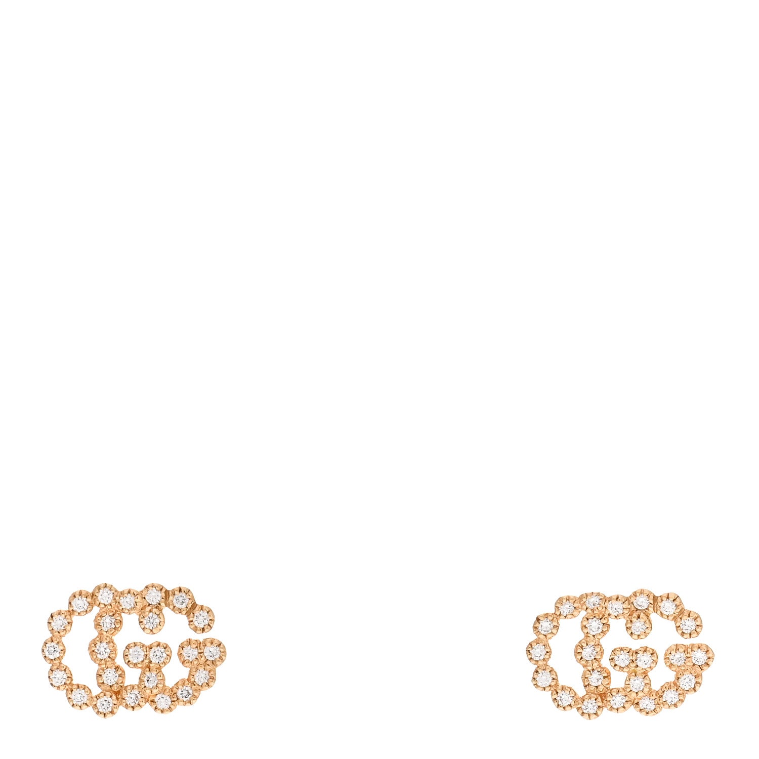 Gucci 18K Yellow Gold Diamond Running G Earrings 1 of 5