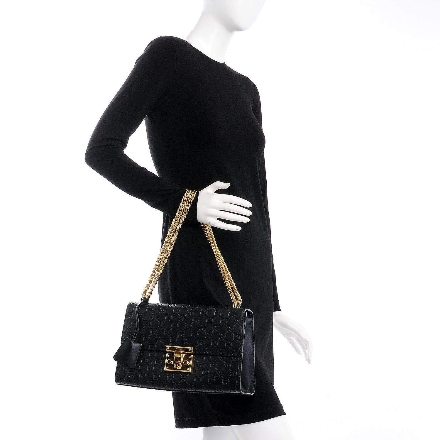 Gucci Guccissima Medium Padlock Shoulder Bag Black 2 of 16