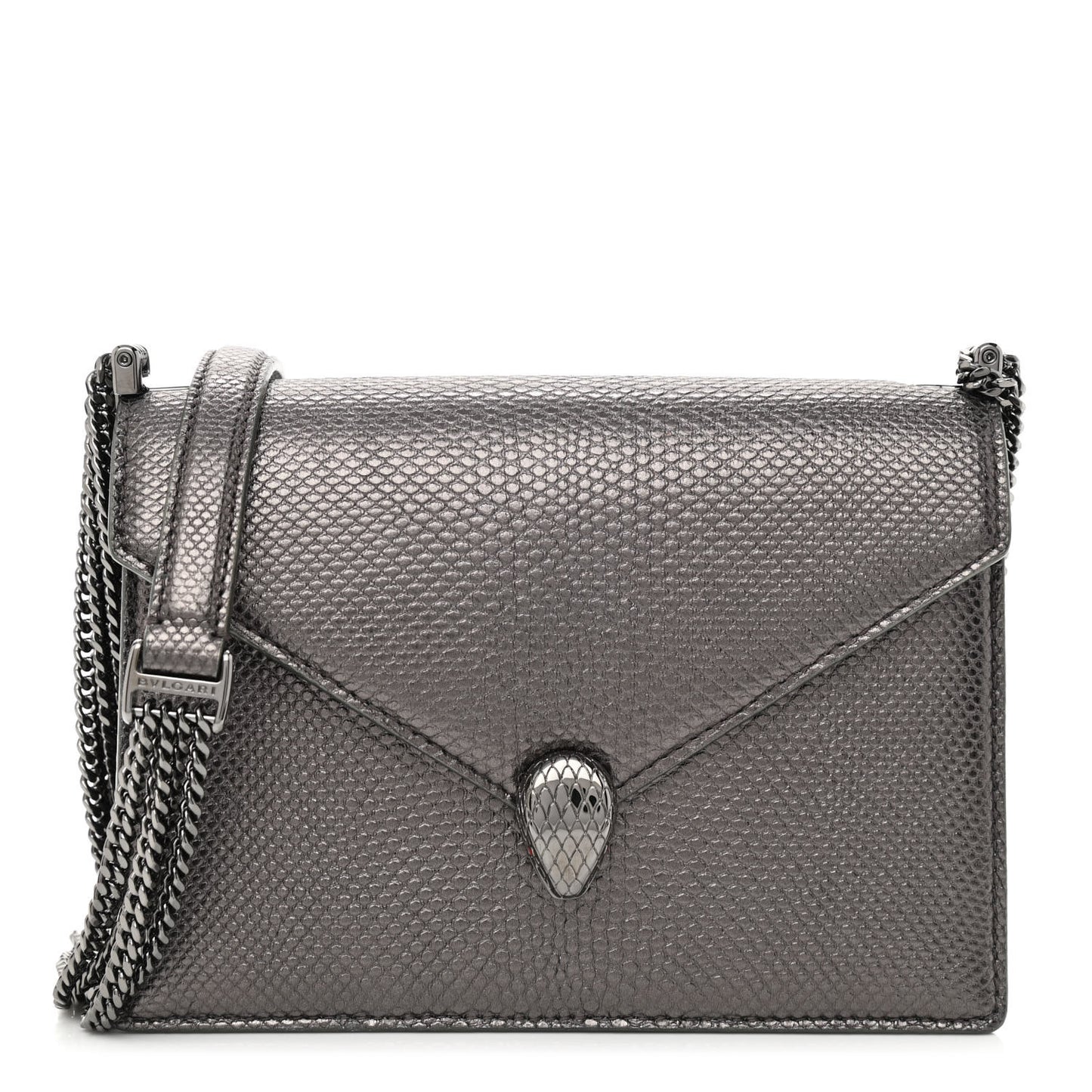 Metallic Karung Serpenti Forever Shoulder Bag Silver