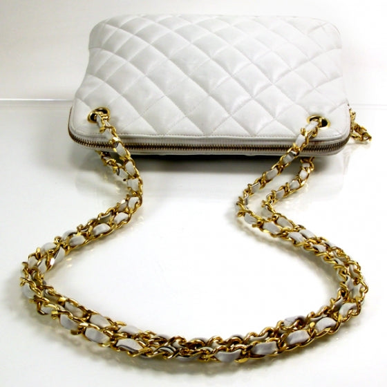 Chanel Lambskin Quilted Shoulder Bag White 6 of 11