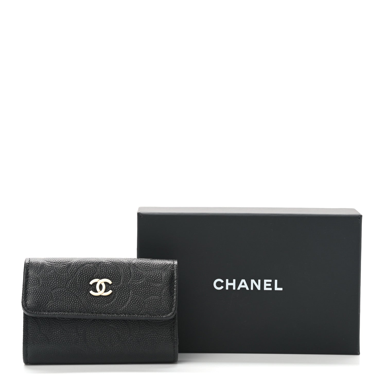 Chanel Caviar Embossed Camellia 4 Key Holder Case Black 10 of 10