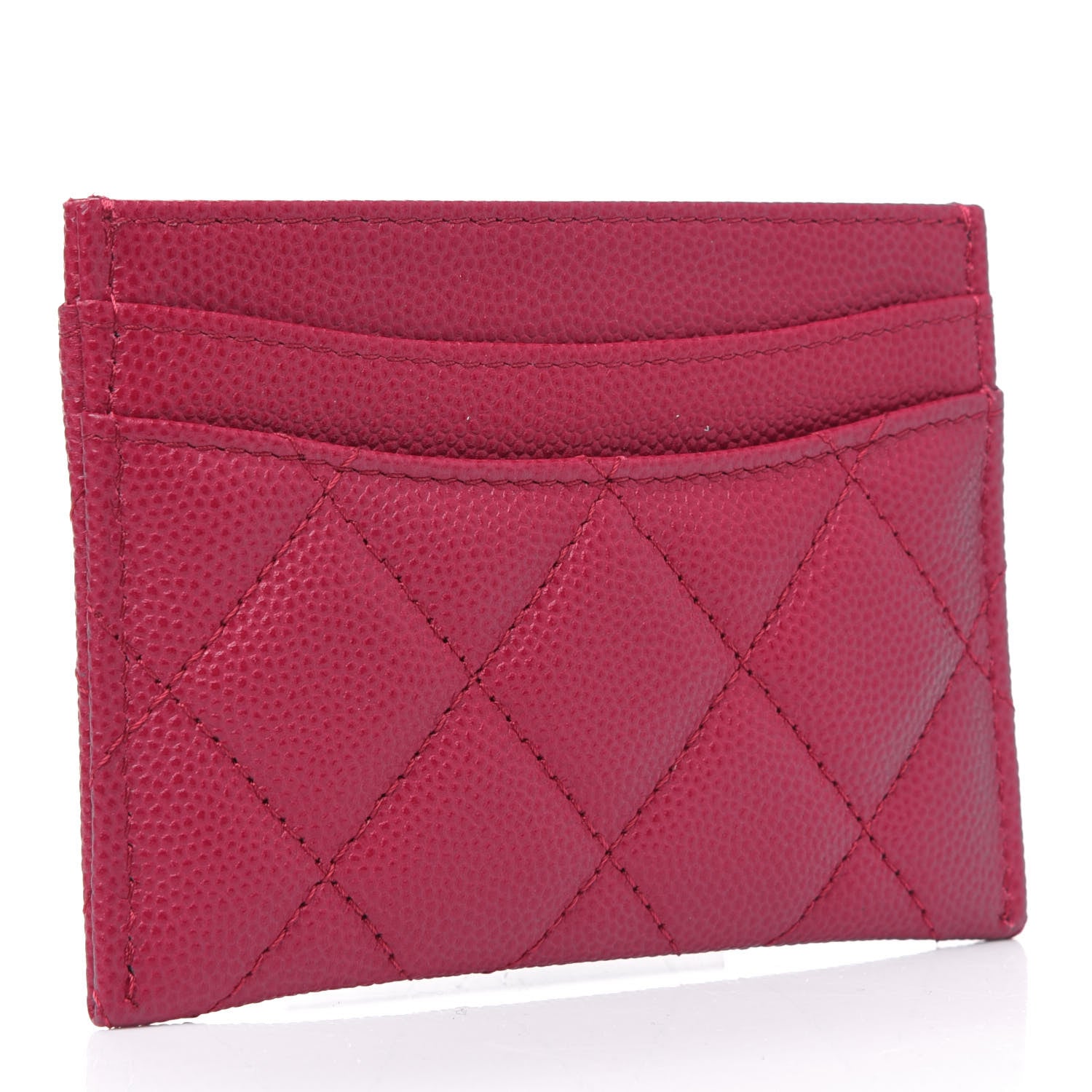 Chanel Caviar Quilted Card Holder Dark Pink 2 of 4