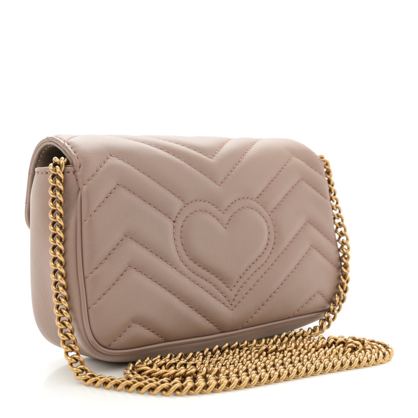 Calfskin Matelasse Super Mini GG Marmont Shoulder Bag Porcelain Rose