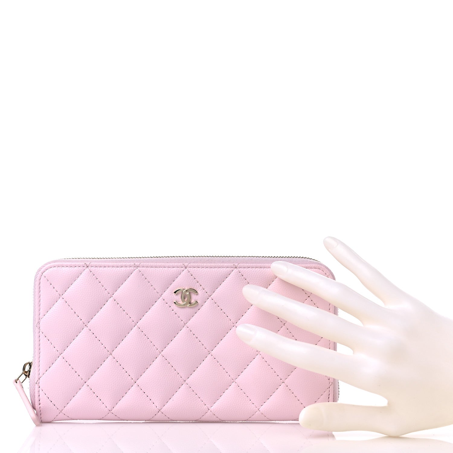 Chanel Caviar Quilted Large Gusset Zip Around Wallet Light Pink 2 of 11