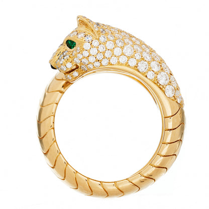 Cartier 18K Yellow Gold Diamond Tsavorite Black Onyx Panthere De Cartier Bypass Ring 55 7.25 2 of 7