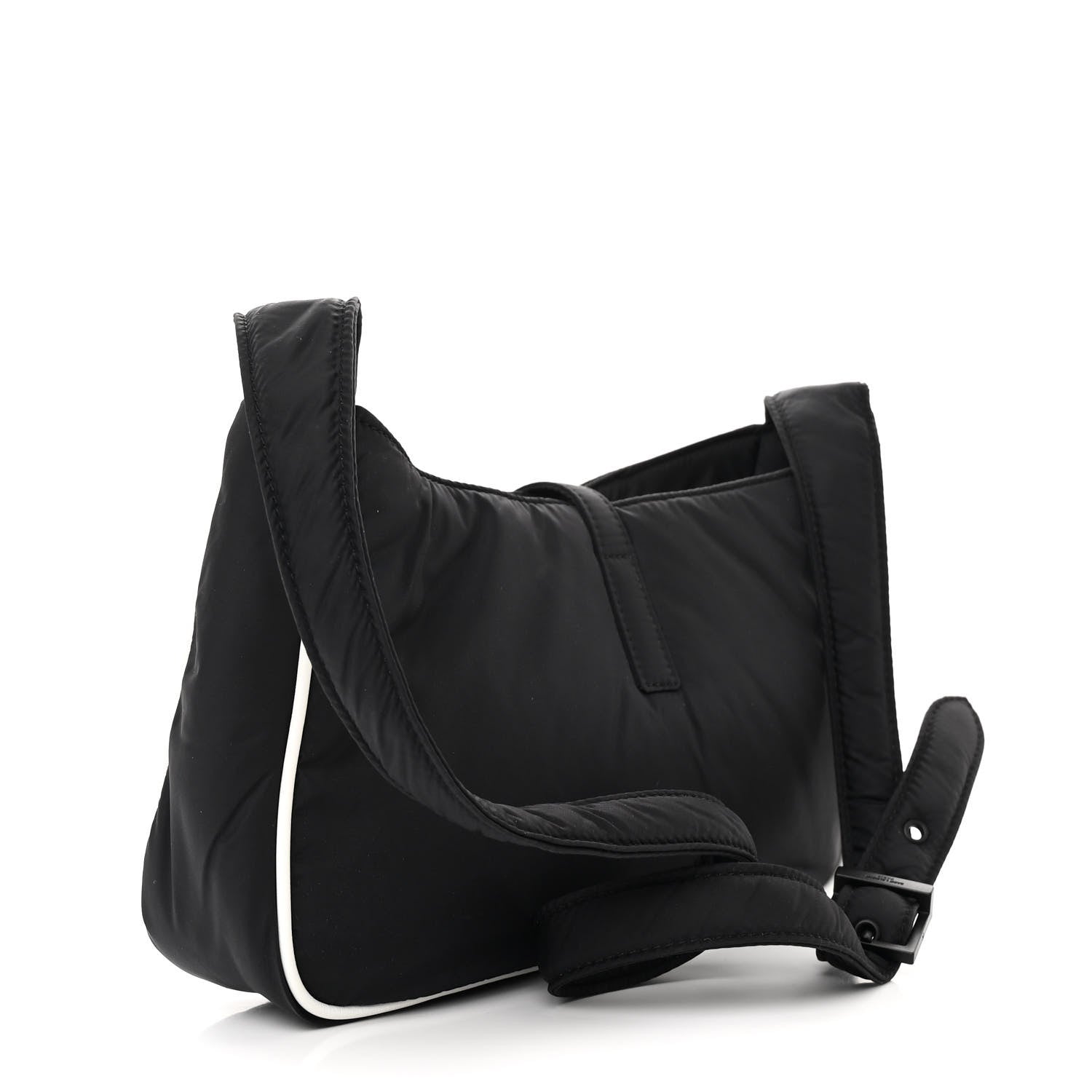 Saint Laurent Econyl Nylon Le 5 A 7 Hobo Black White 3 of 10