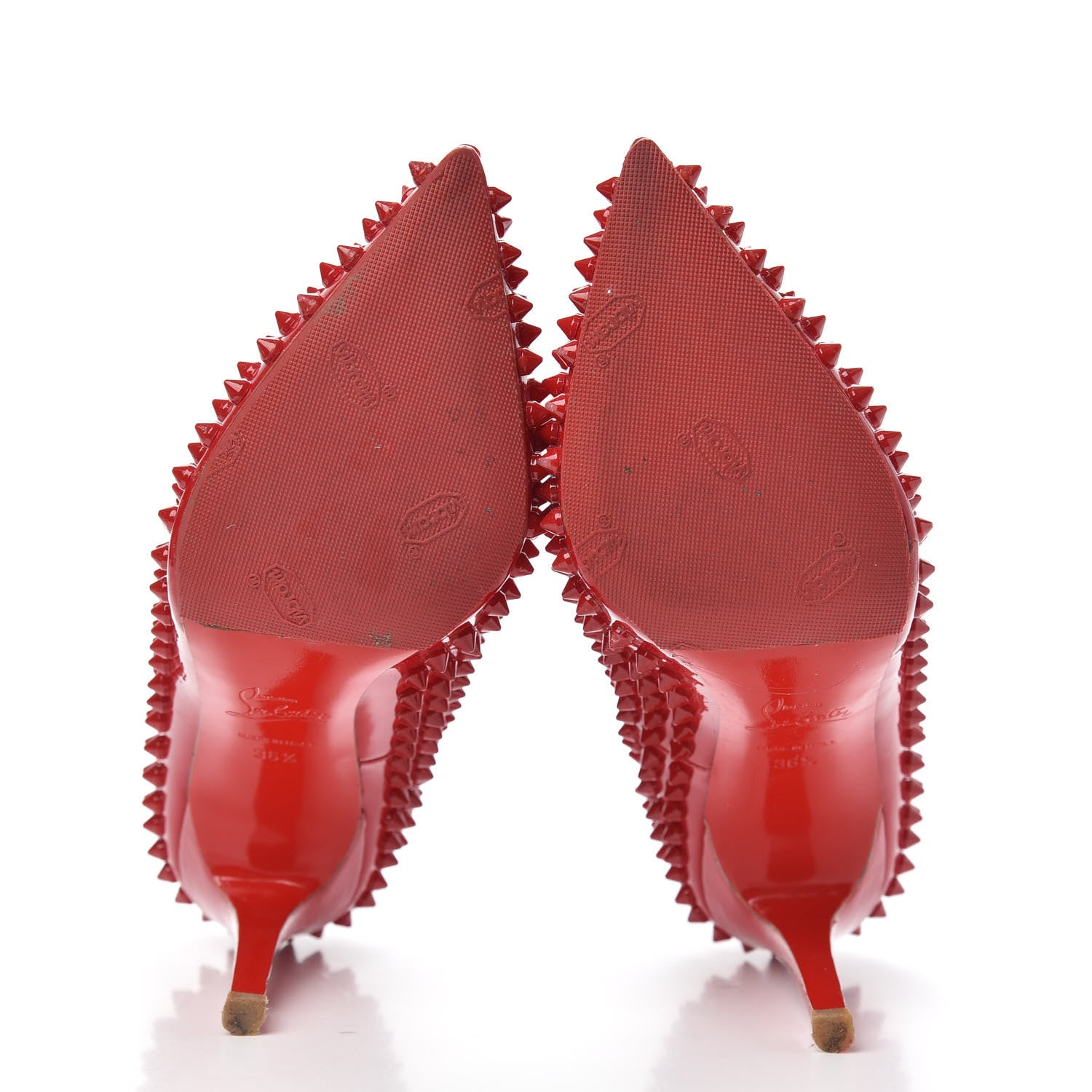 Christian Louboutin Patent Pigalle Spikes 100 Pumps 36.5 Flamenco 5 of 8