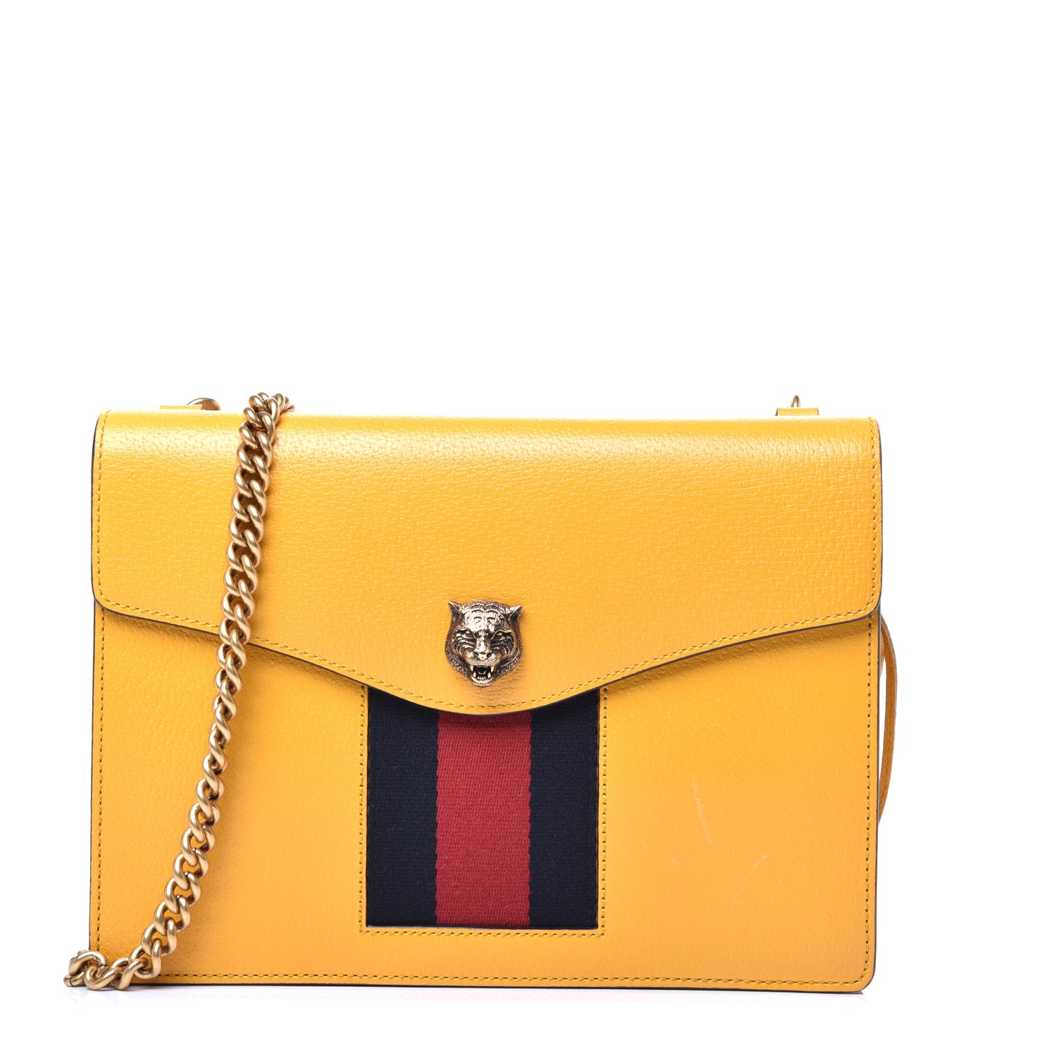 Gucci Textured Calfskin Web Animalier Chain Shoulder Bag Crop 1 of 10
