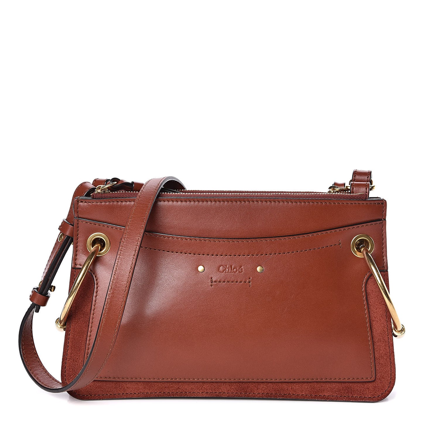 Calfskin Suede Small Roy Bag Sepia Brown