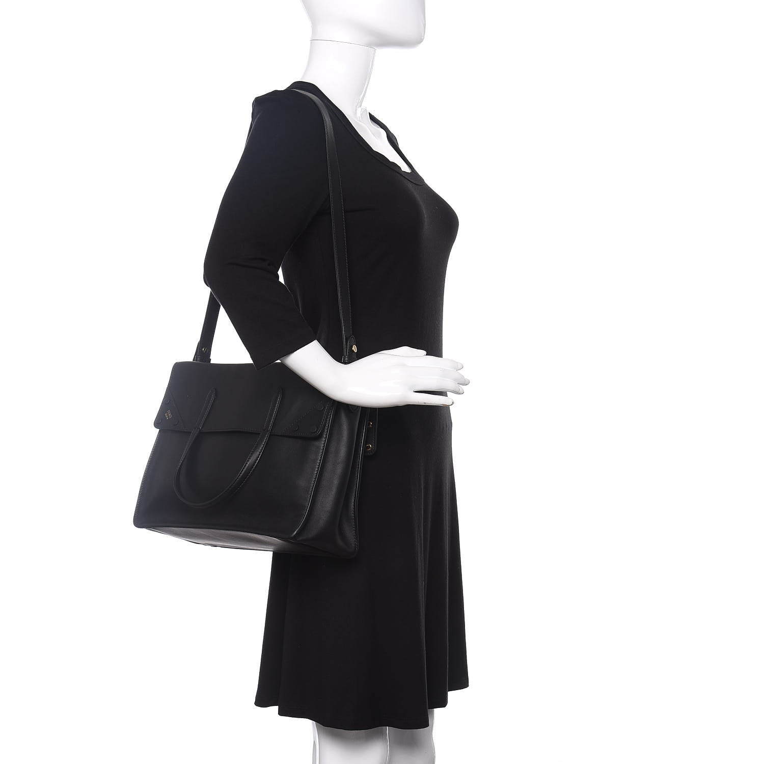 Fendi Vitello Grace Matte Large Flip Tote Black 2 of 9