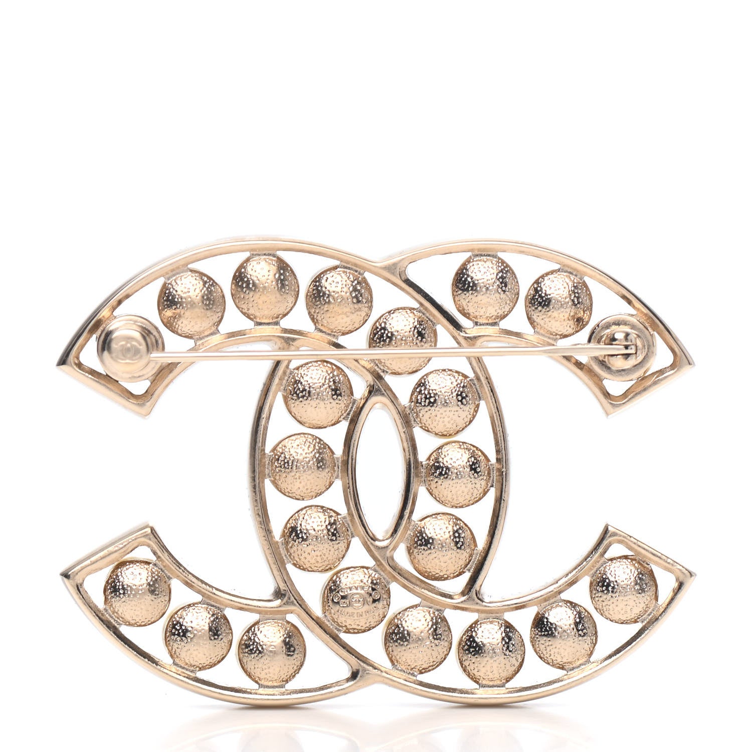 Chanel CC Pearl Brooch Pin Gold 2 of 3