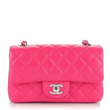 Chanel Lambskin Quilted Mini Rectangular Flap Dark Pink 1 of 8