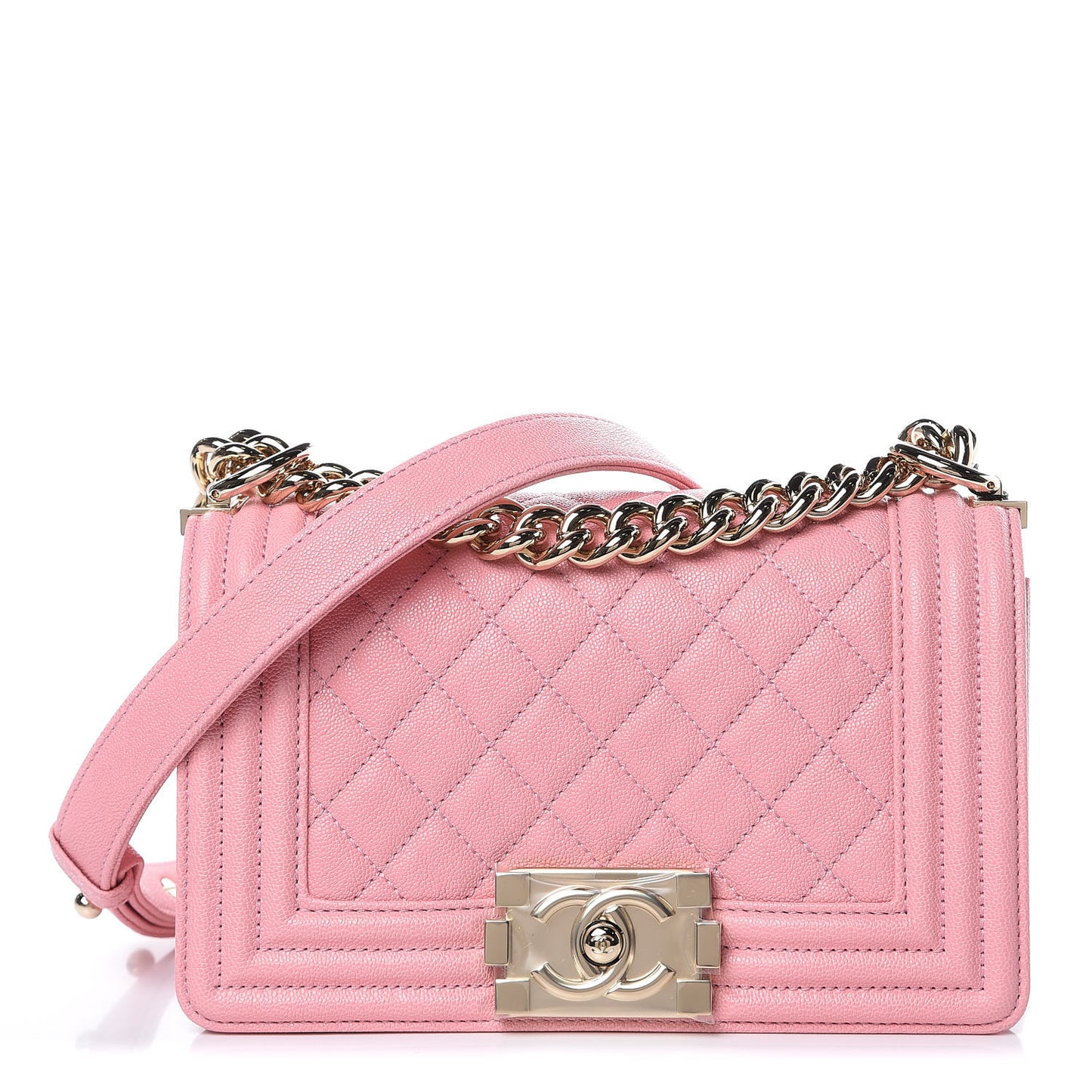 Caviar Quilted Small Boy Flap Pink