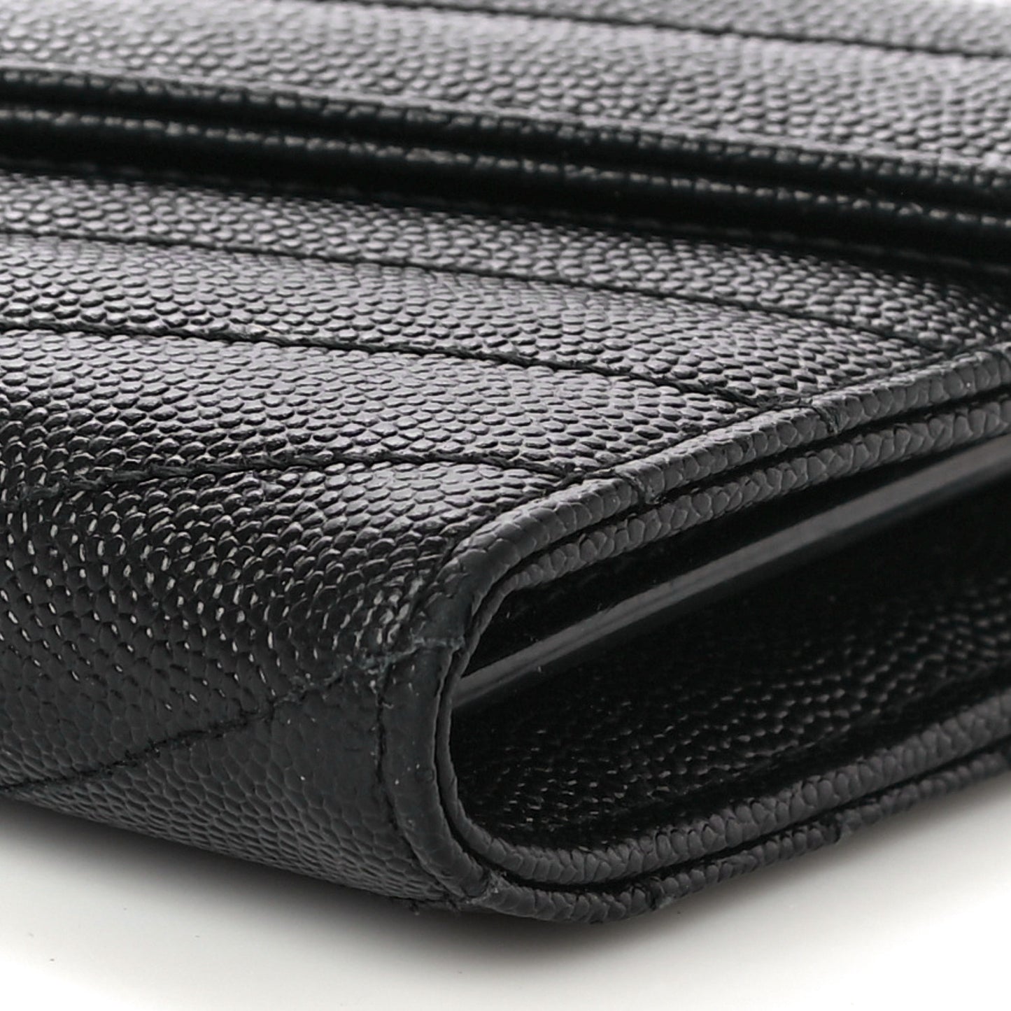 Grain De Poudre Matelasse Chevron Monogram Flap Wallet Black