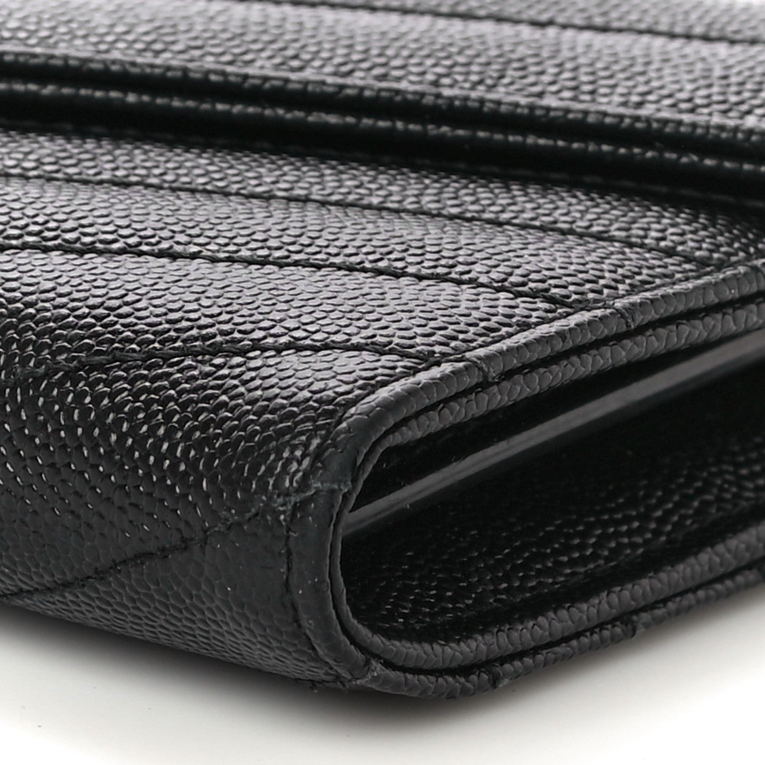 Saint Laurent Grain De Poudre Matelasse Chevron Monogram Flap Wallet Black 9 of 14