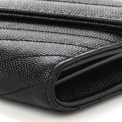 Saint Laurent Grain De Poudre Matelasse Chevron Monogram Flap Wallet Black 9 of 14