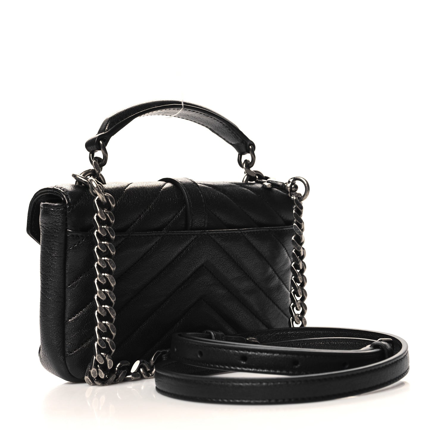 Sheepskin Matelasse Chevron Monogram College Chain Wallet Coal