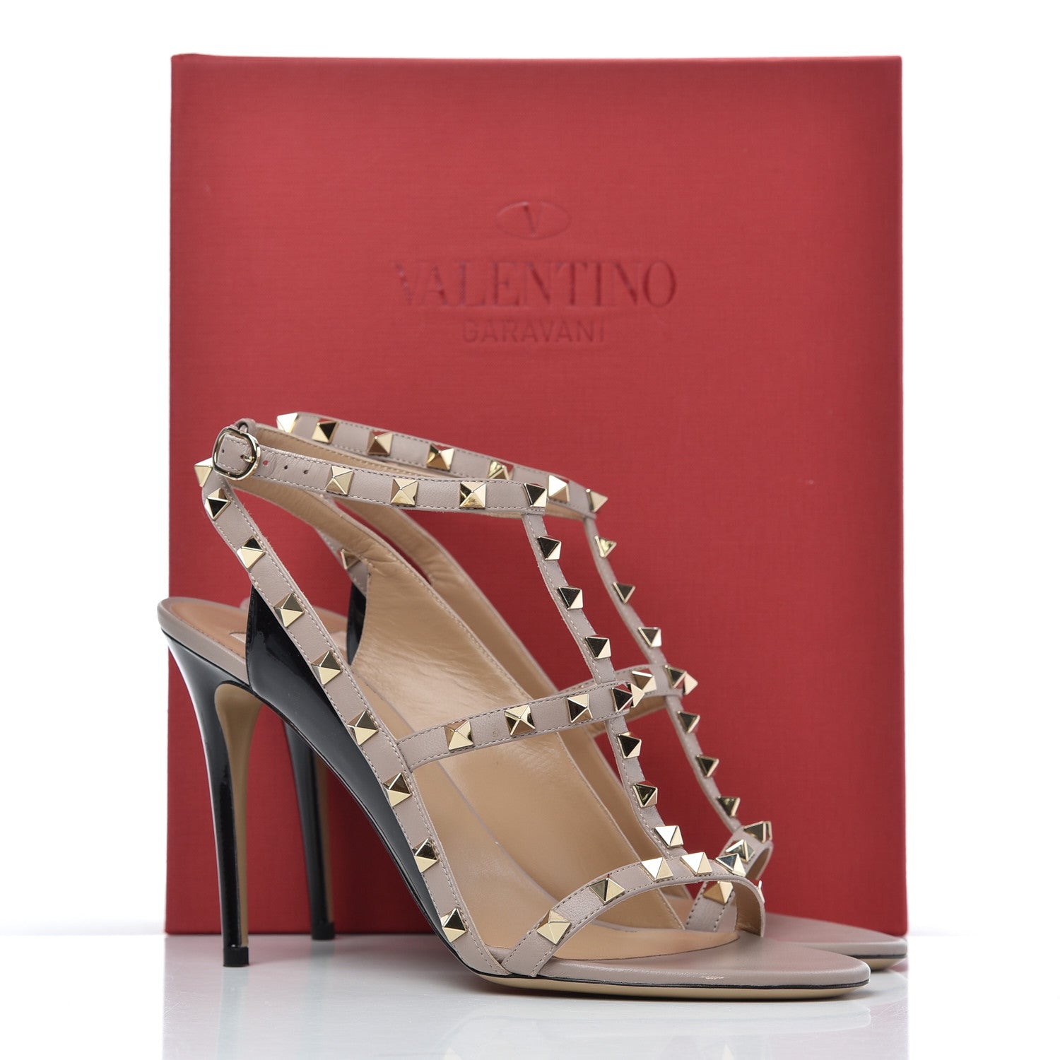 Valentino Garavani Patent Nappa Rockstud Ankle Strap Open Toe 100mm Sandals 41 Black Poudre 14 of 14
