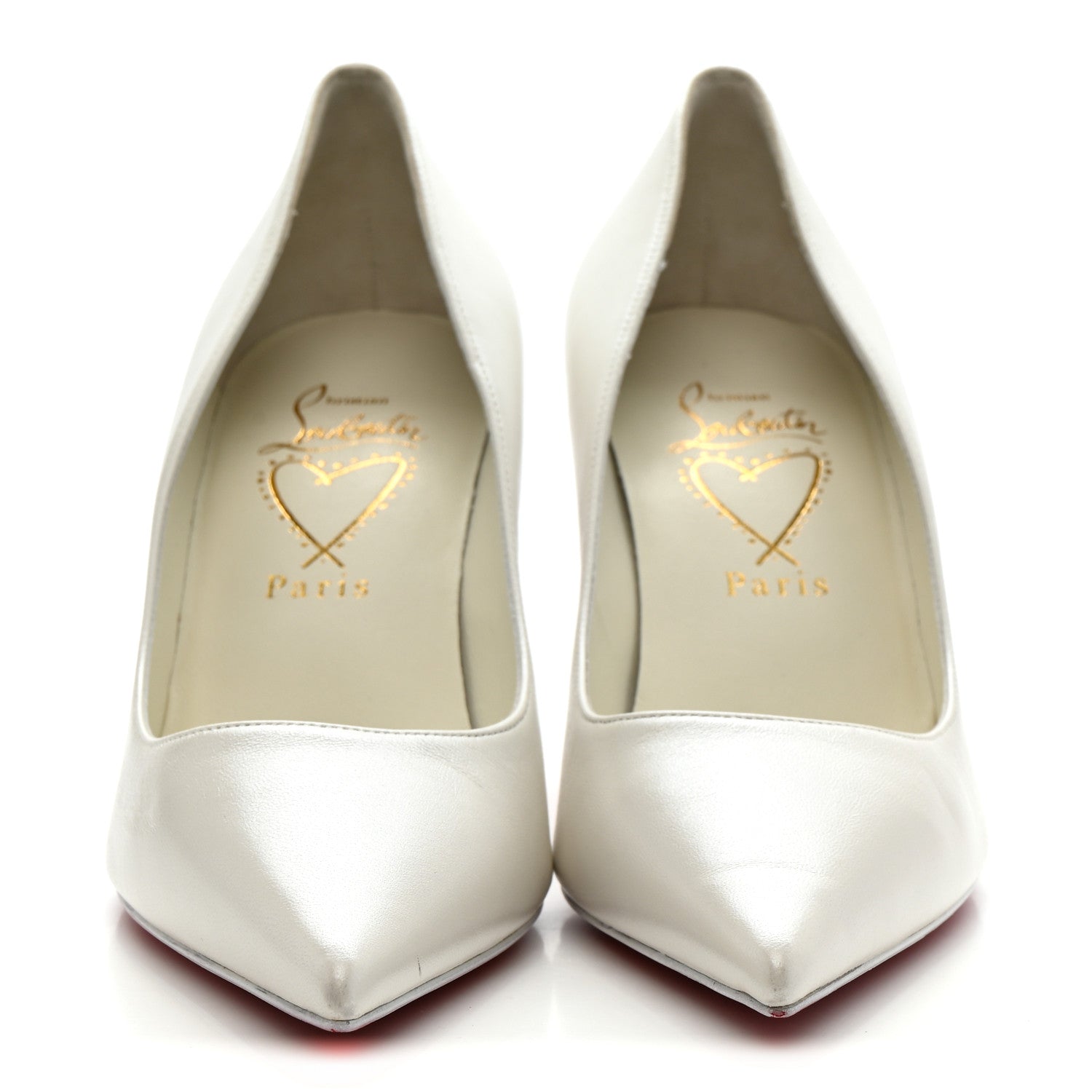 Christian Louboutin Pearlescent Nappa Miss Z 80 Pumps 38 Bianco