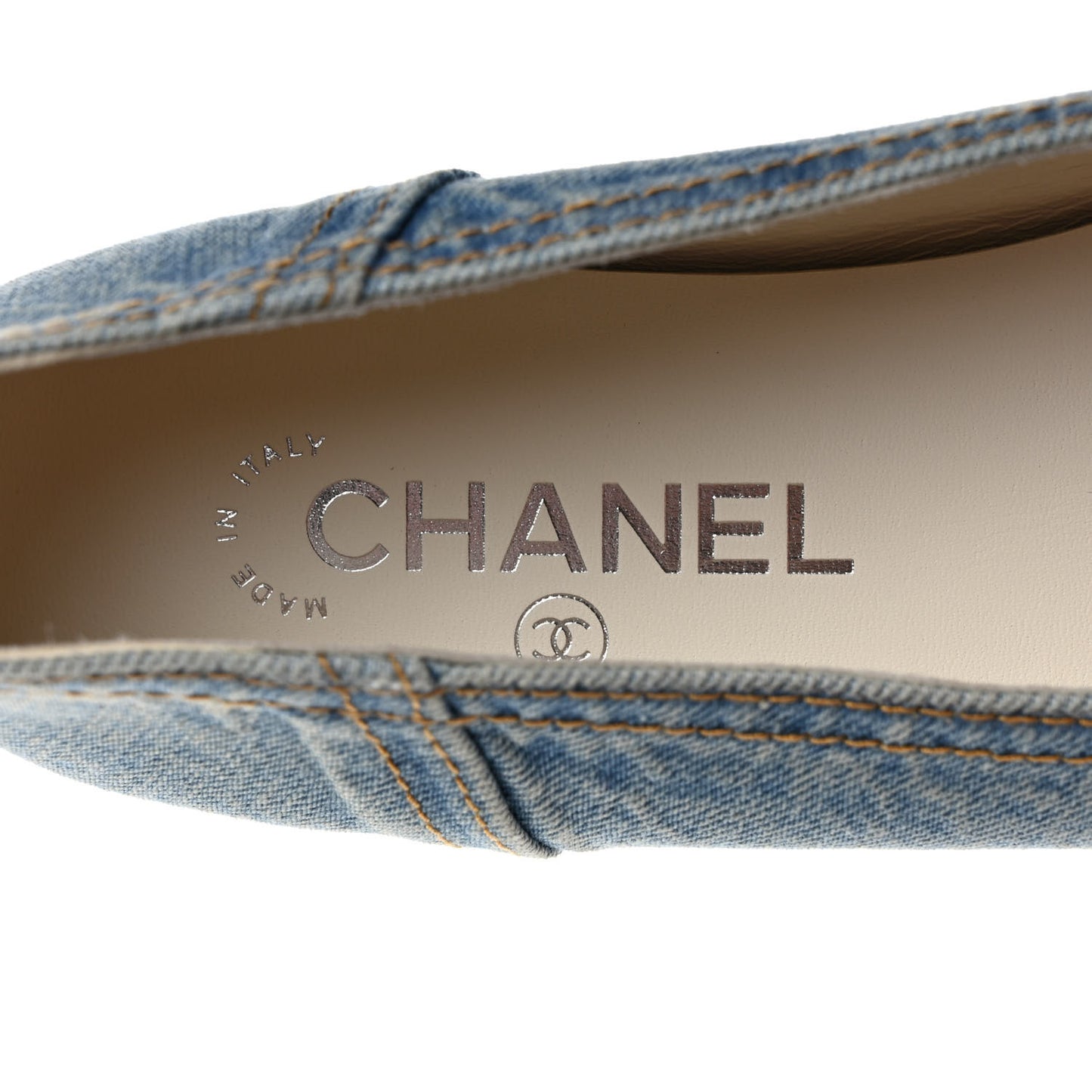 Denim CC Cap Toe Ballerina Flats 38 Light Blue
