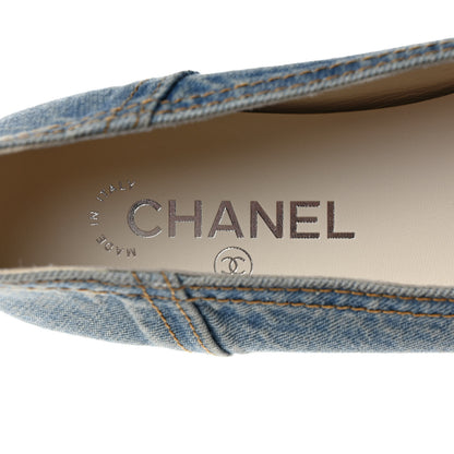 Chanel Denim CC Cap Toe Ballerina Flats 38 Light Blue 7 of 8