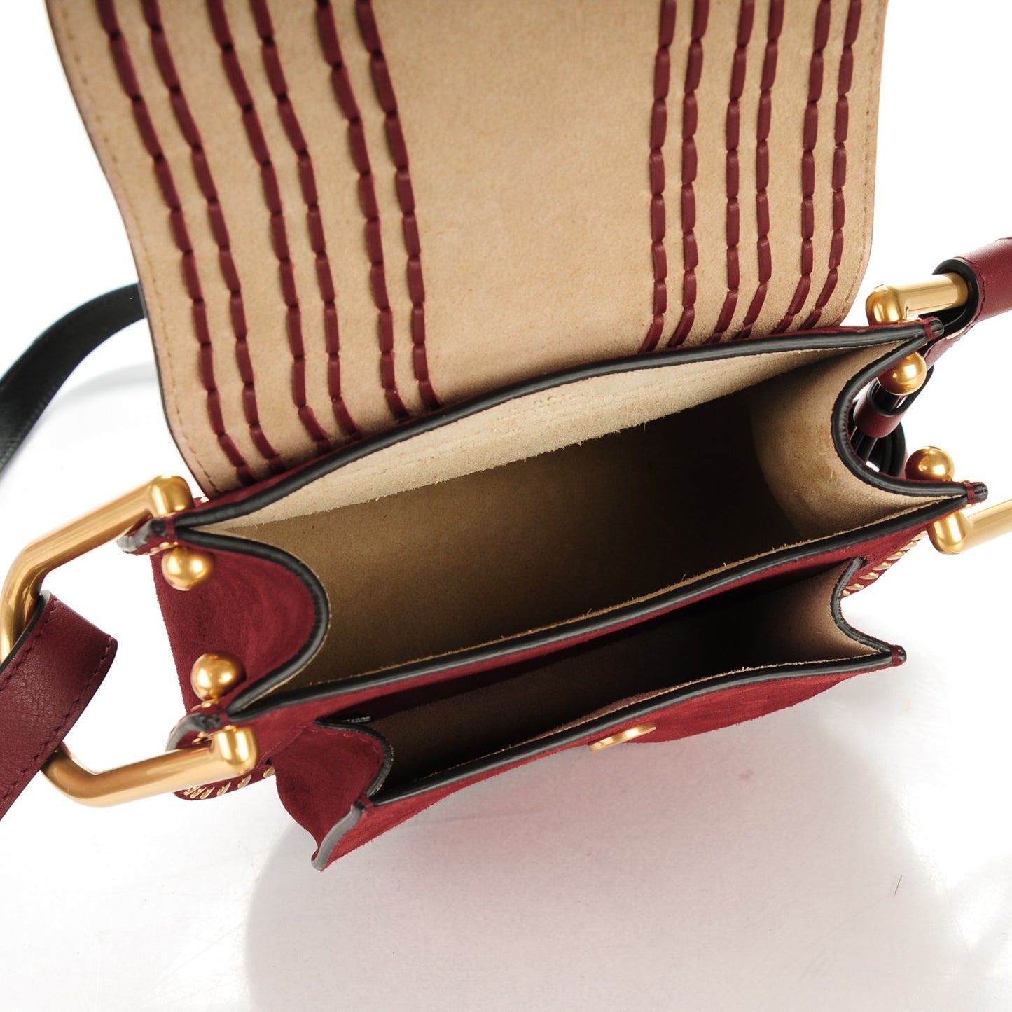Suede Calfskin Braided Mini Hudson Shoulder Bag Sienna Red