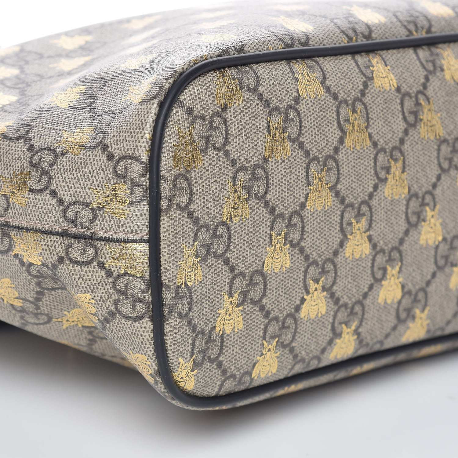 Gucci Soft GG Supreme Monogram Bees Small Crossbody Tote Beige Oro Black 8 of 9