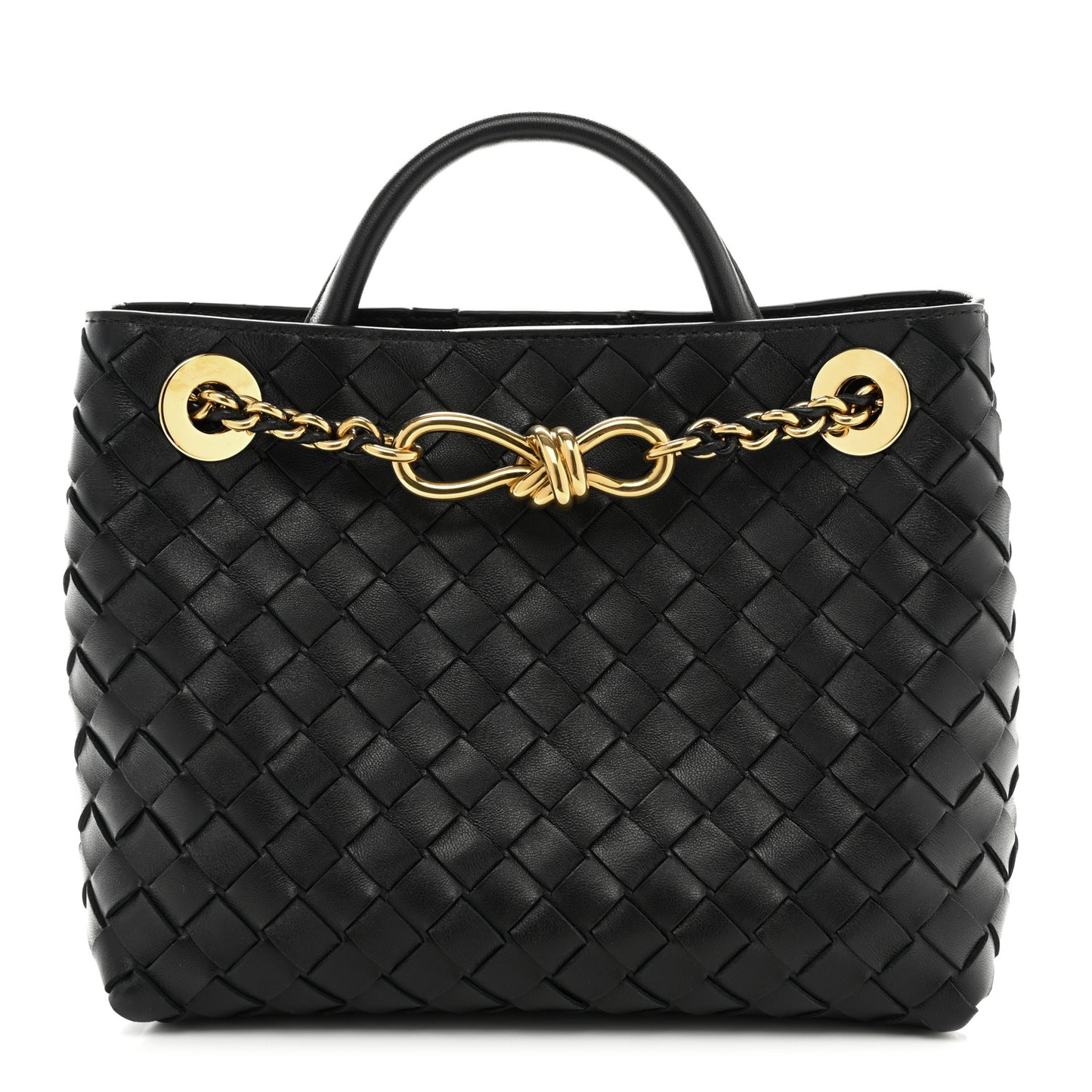 Nappa Intrecciato Small Andiamo With Chain Shoulder Bag Black