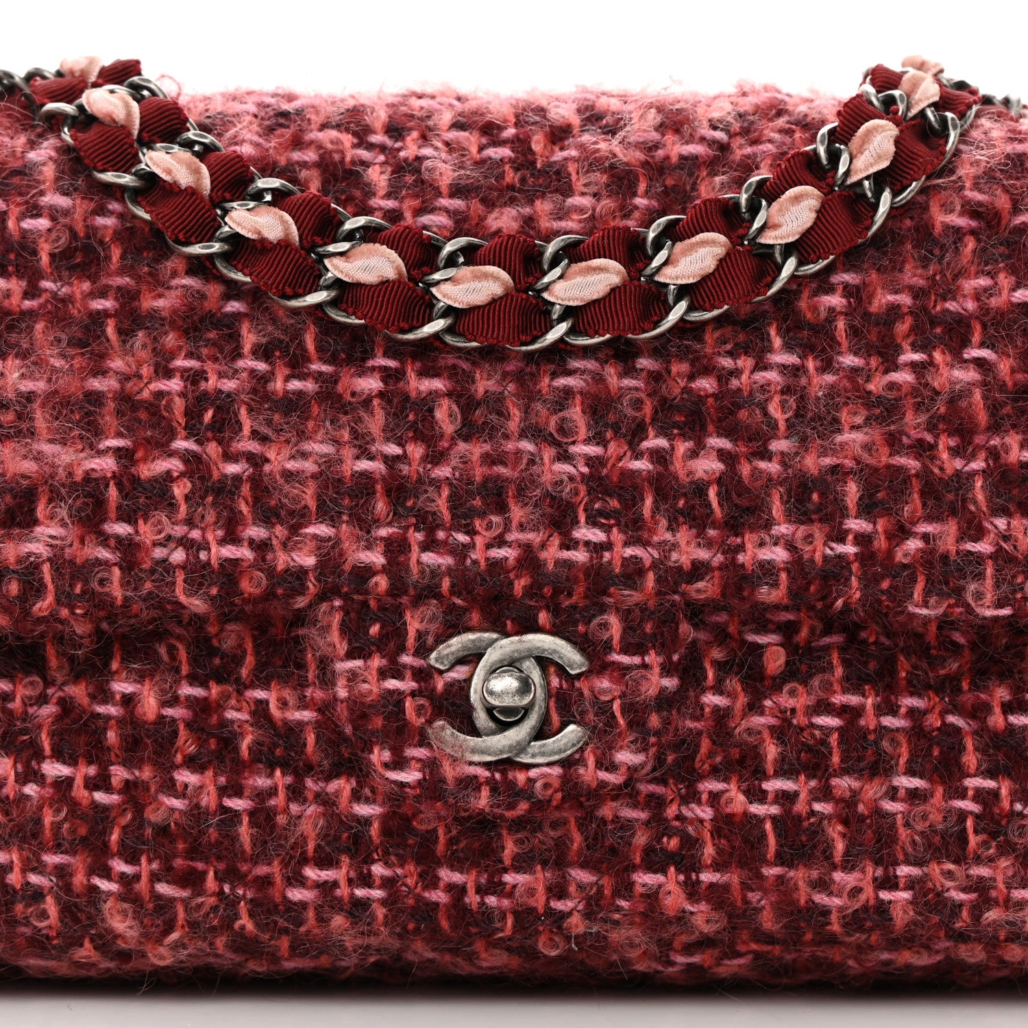 Chanel Tweed Quilted Medium Double Flap Red 7 of 14