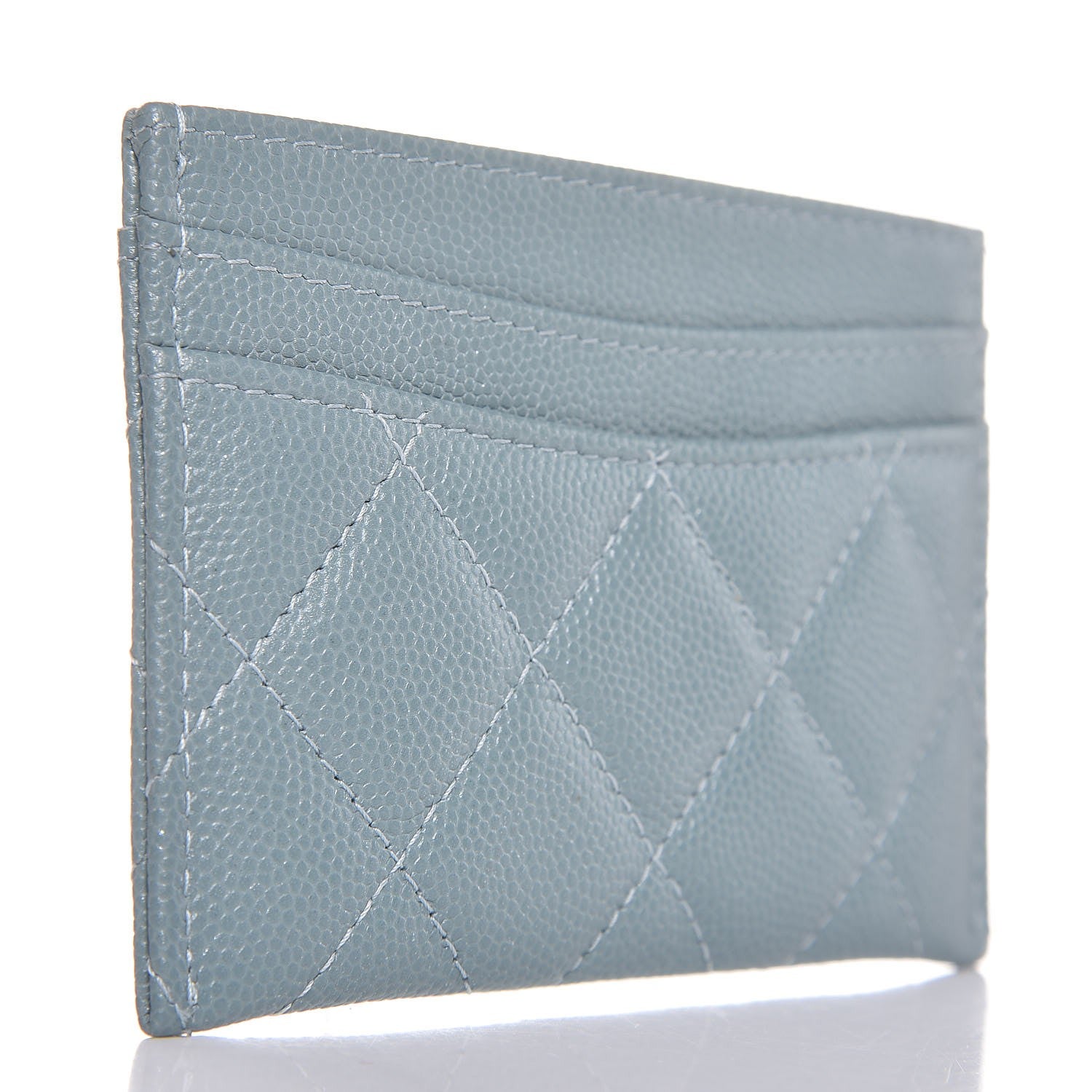 Chanel Iridescent Caviar Quilted Card Holder Light Blue 3 of 10