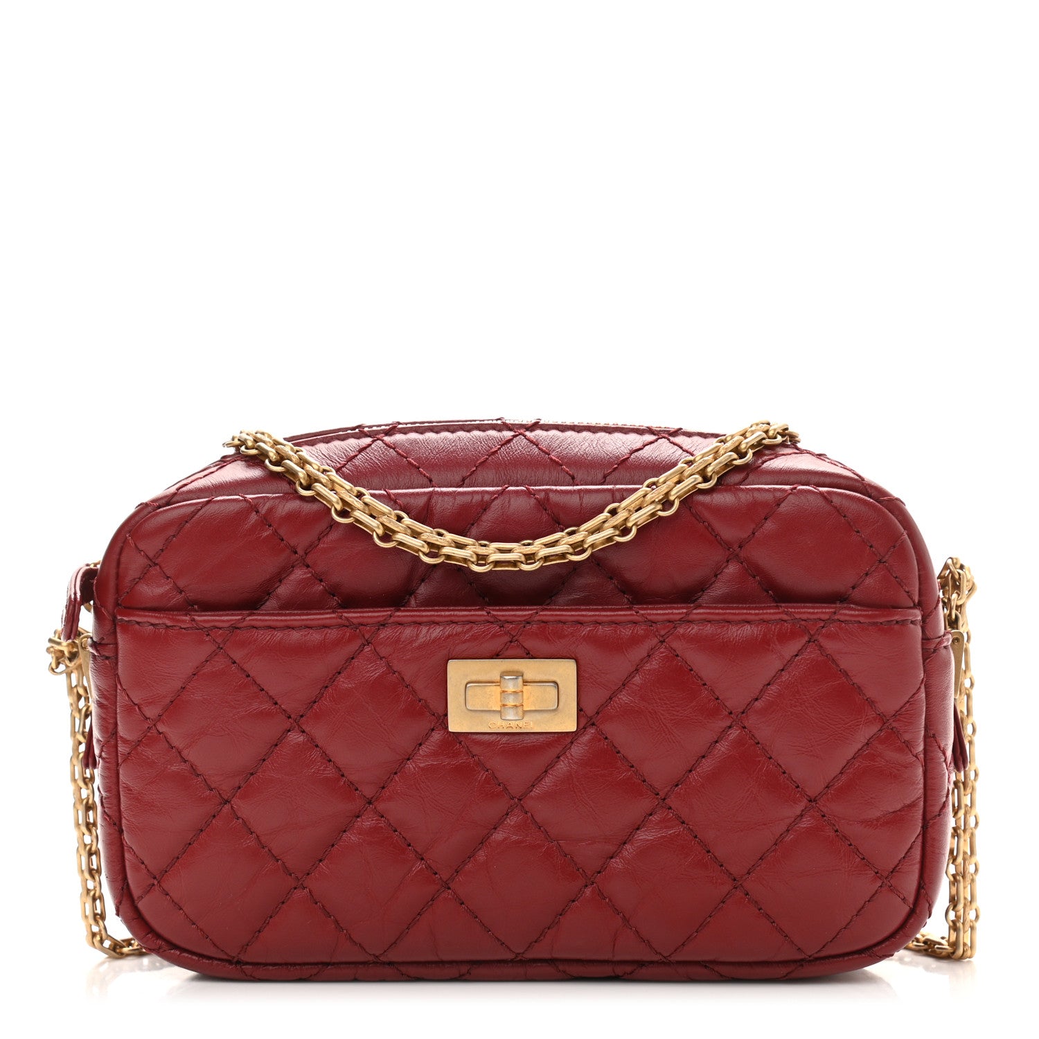 Chanel Aged Calfskin Quilted Mini Reissue Camera Case Red 1 of 11