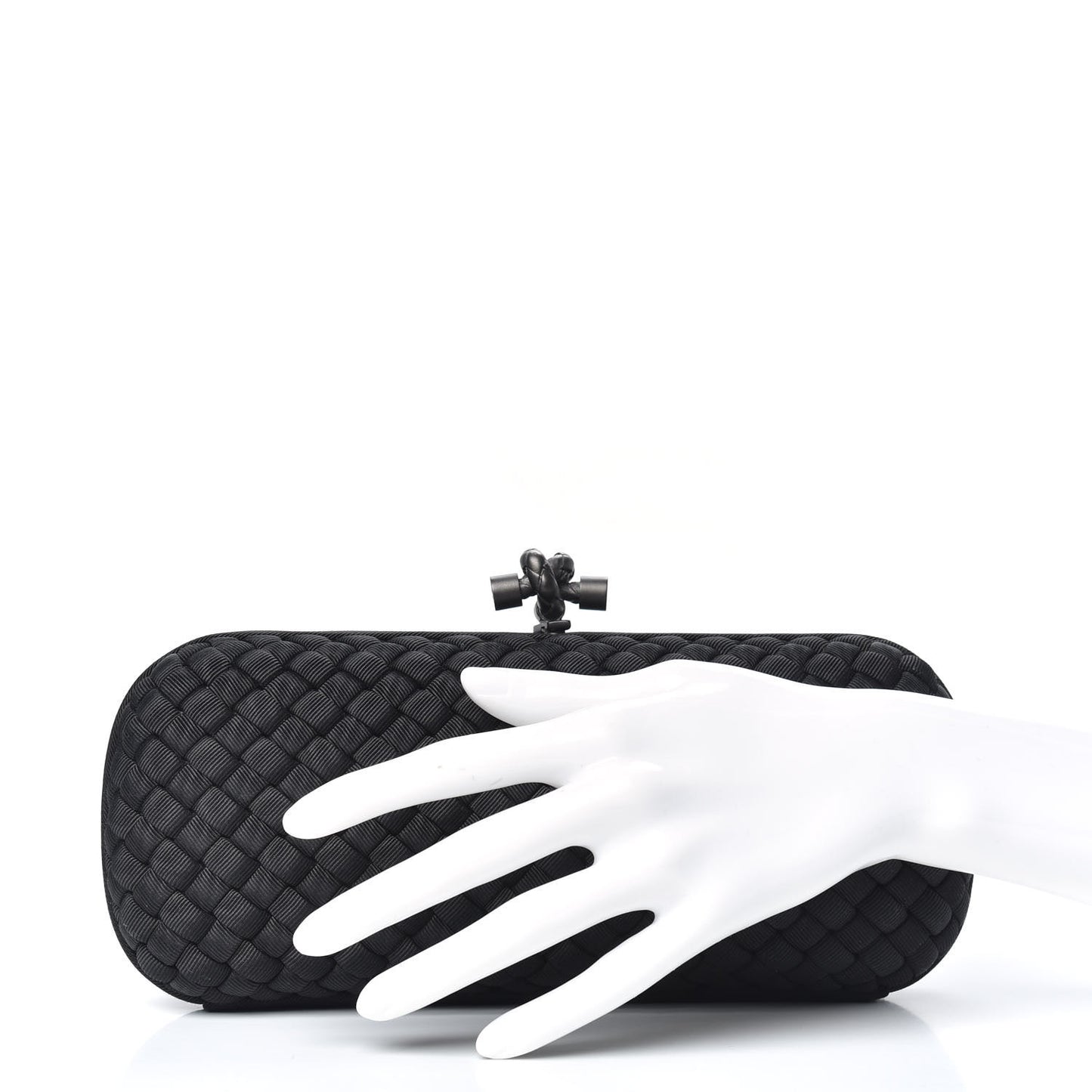 Silk Faille Intrecciato Knot Clutch Black