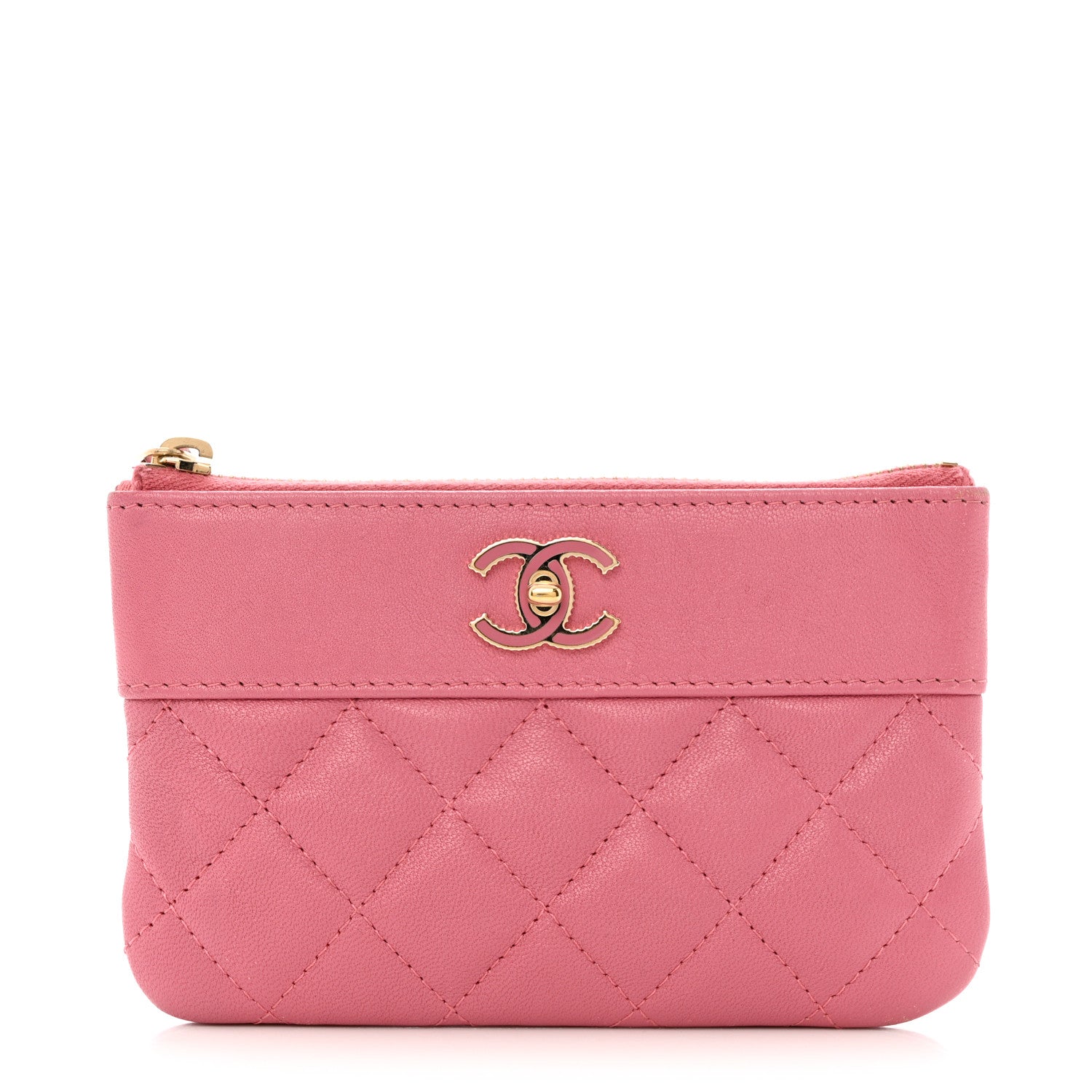 Chanel Sheepskin Quilted Small Mademoiselle Vintage Zip Pouch Dark Pink 1 of 9