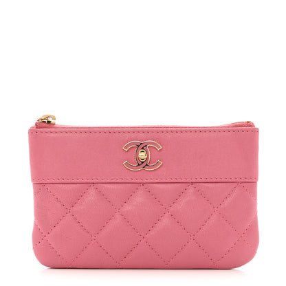 Chanel Sheepskin Quilted Small Mademoiselle Vintage Zip Pouch Dark Pink 1 of 9